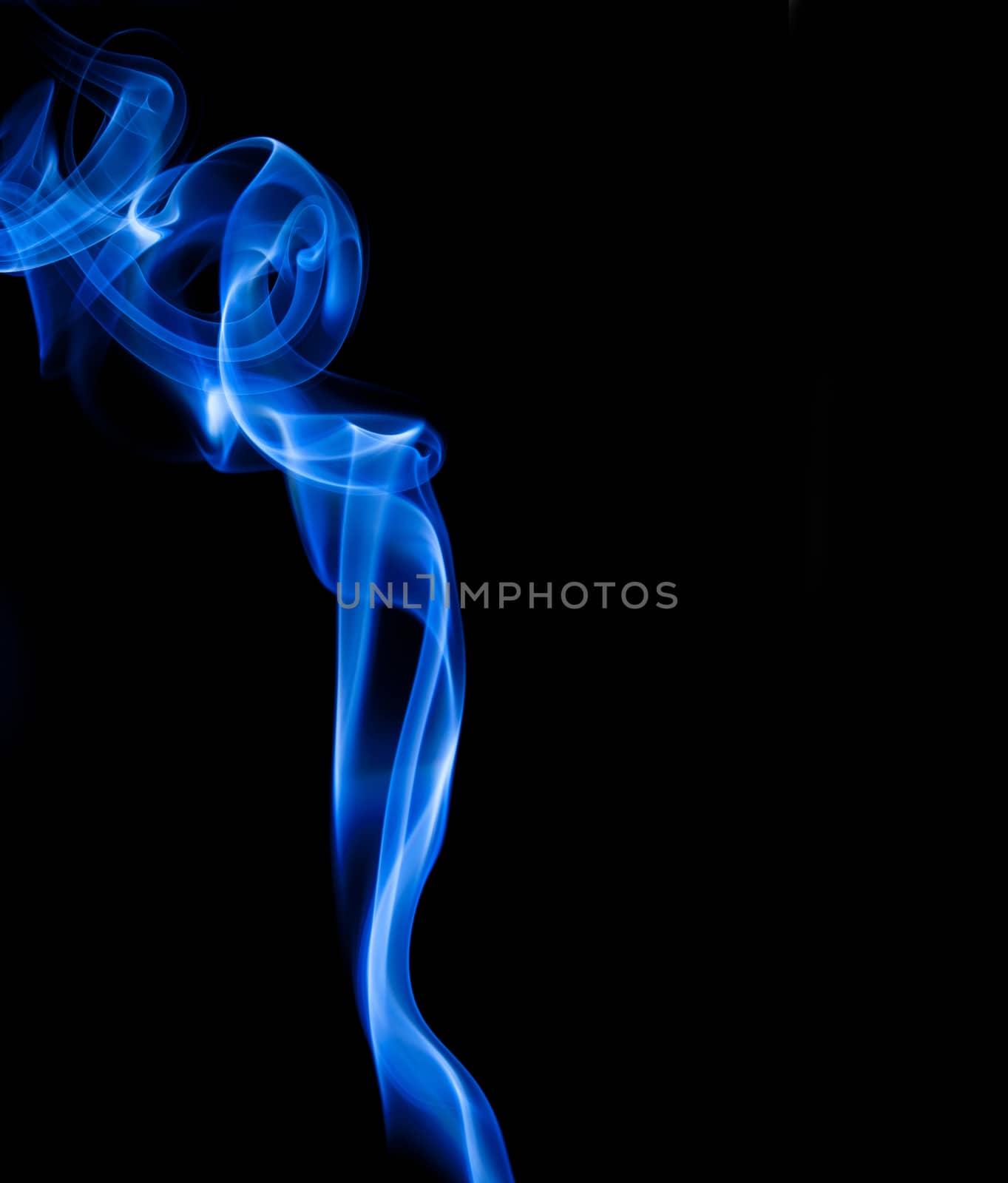 Abstract blue smoke isolated on black