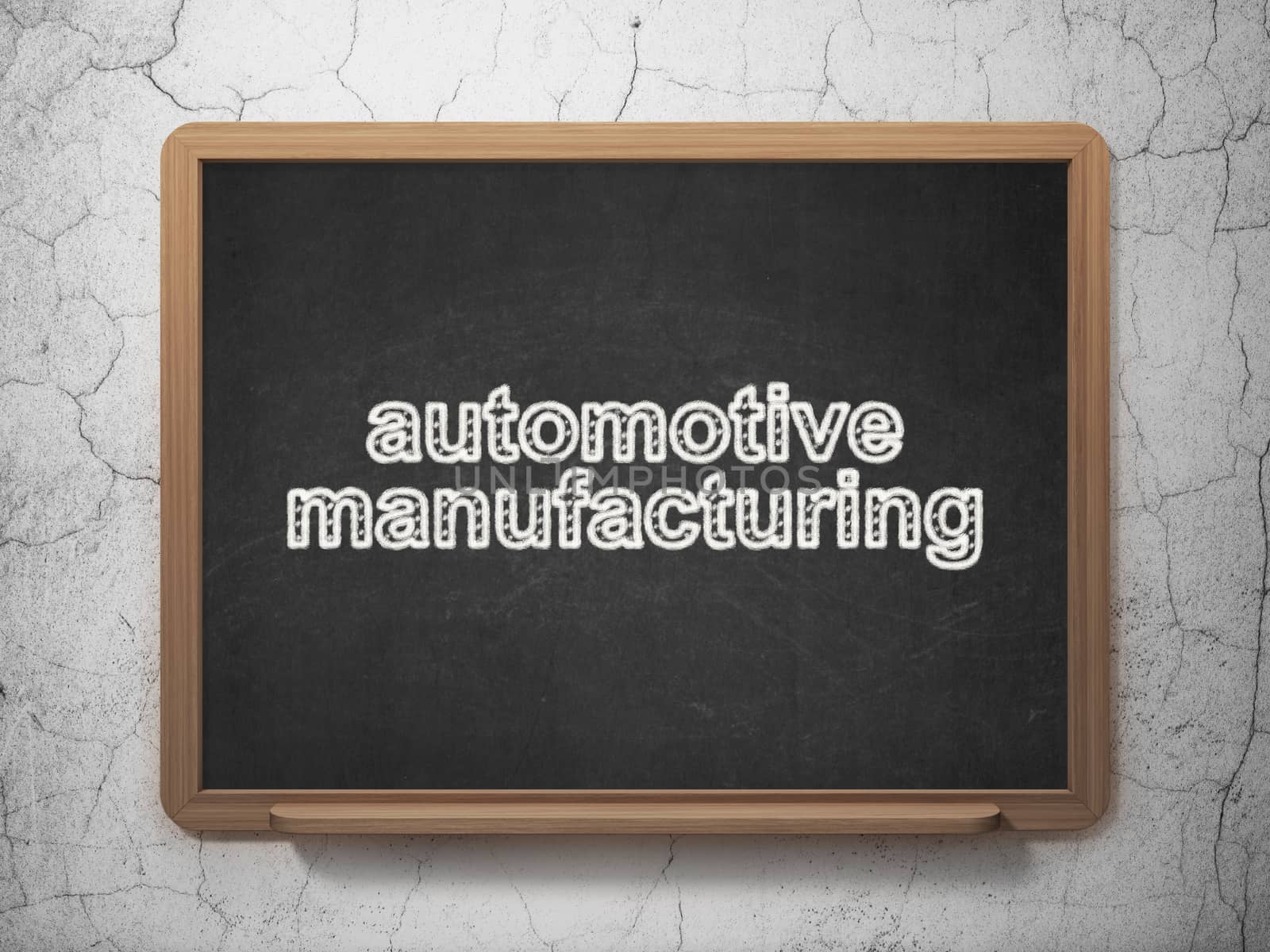 Industry concept: text Automotive Manufacturing on Black chalkboard on grunge wall background, 3D rendering