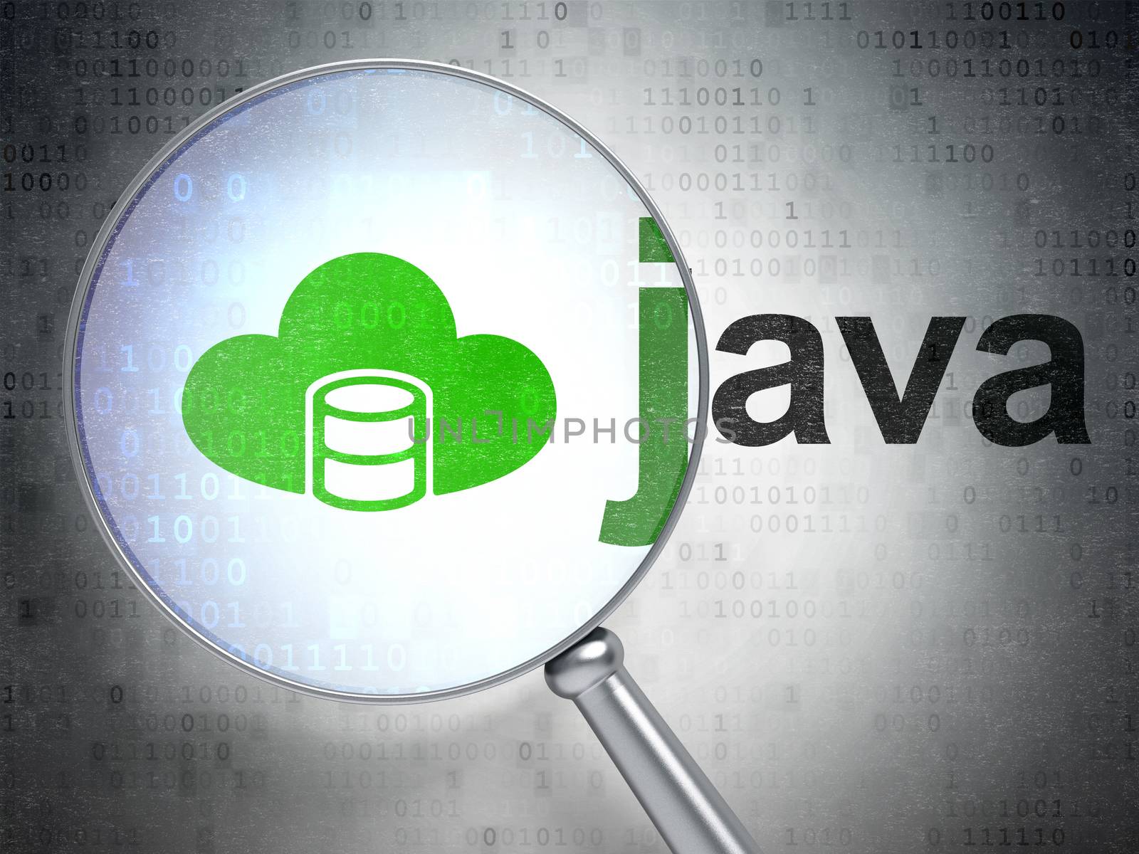Software concept: Database With Cloud and Java with optical glass by maxkabakov