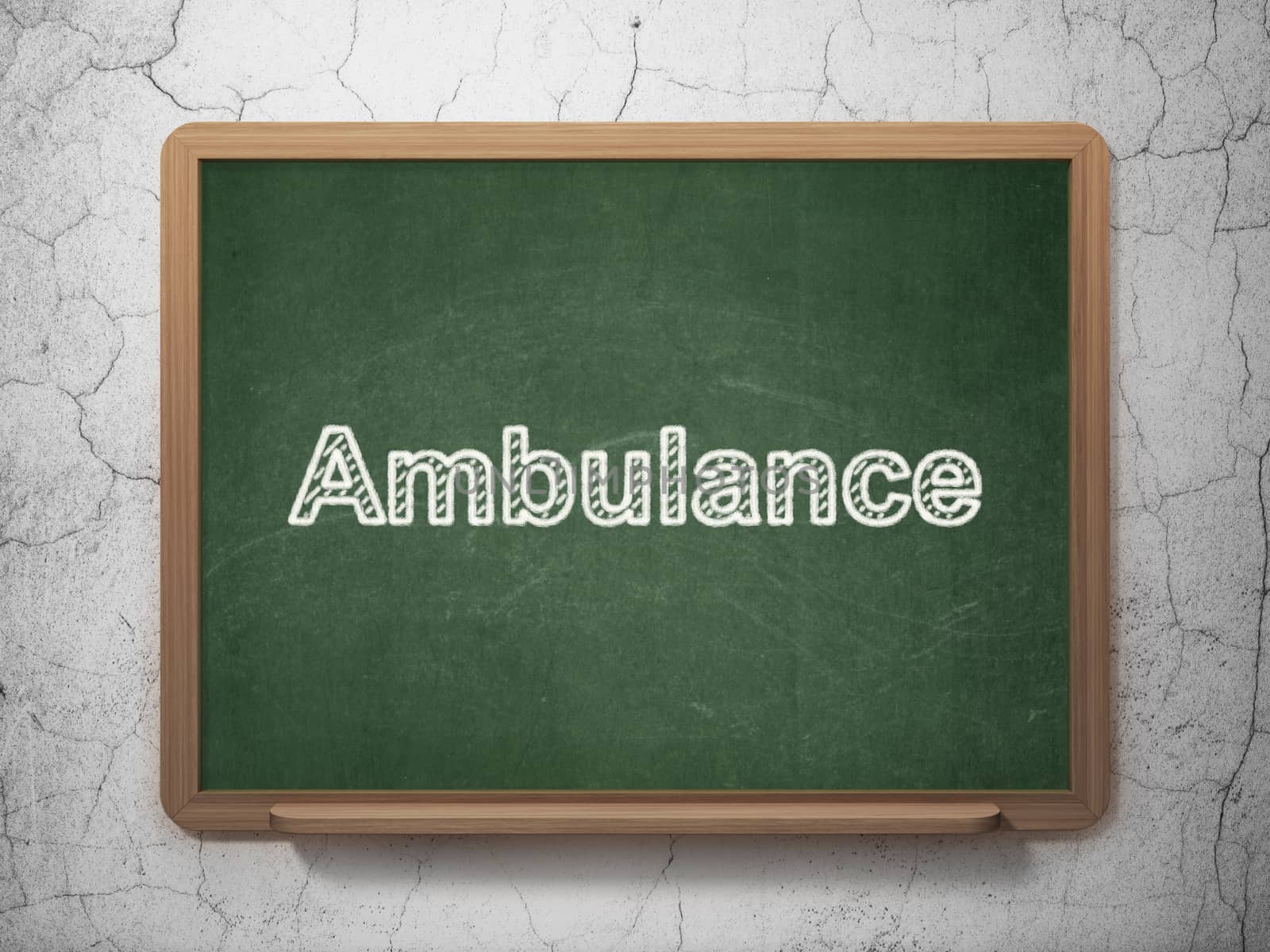 Healthcare concept: text Ambulance on Green chalkboard on grunge wall background, 3D rendering