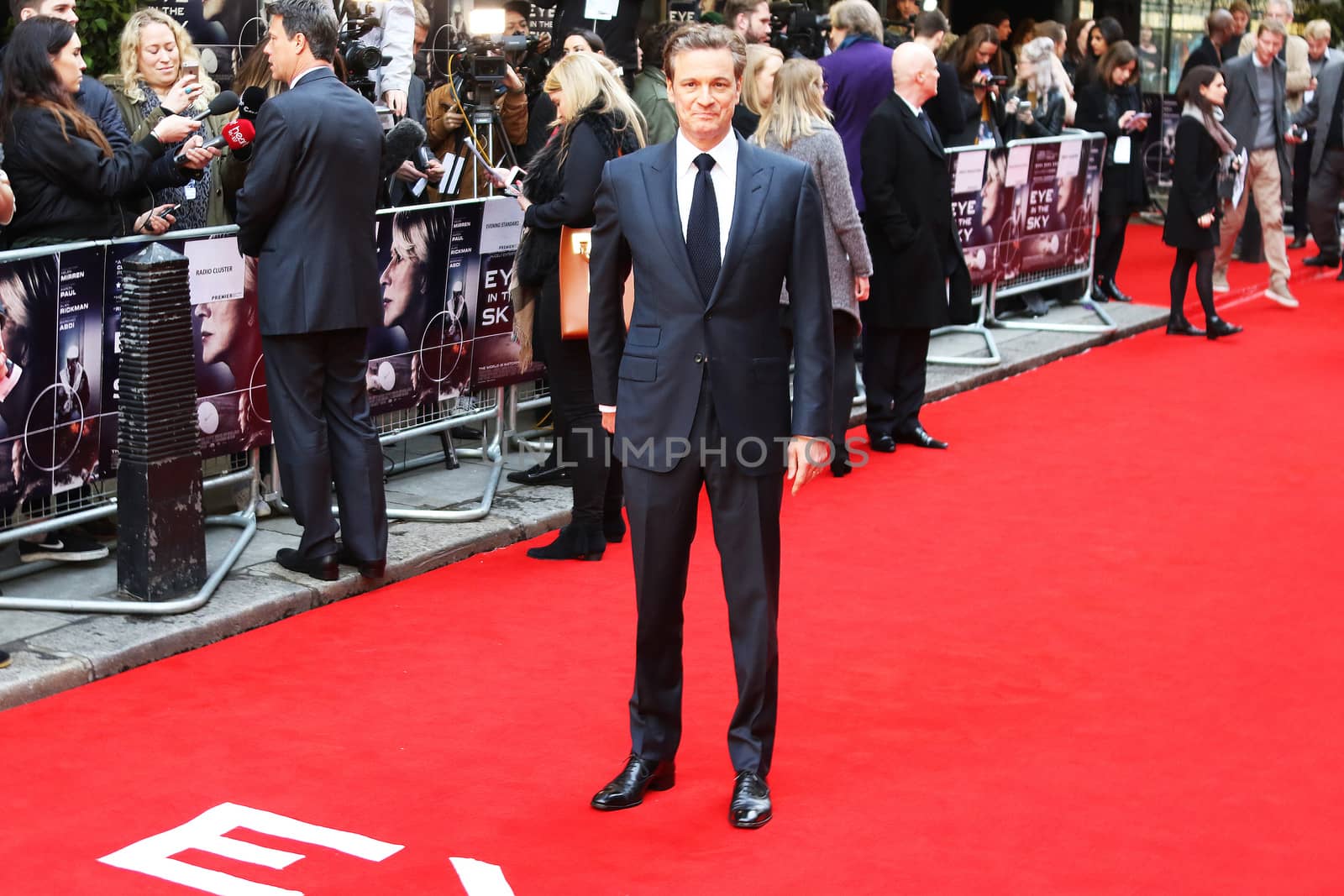UK, London: Colin Firth arrives on the red carpet on April 11, 2016 for the premiere of Eye in the Sky at Curzon Mayfair Cinema in London.