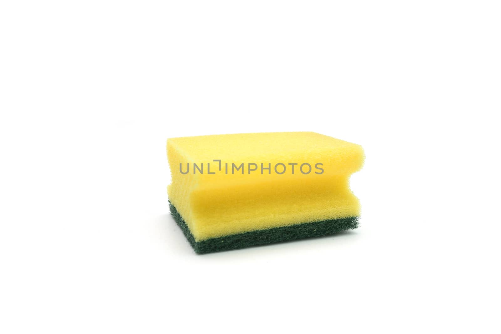 yellow dish washing sponge isolated over white background