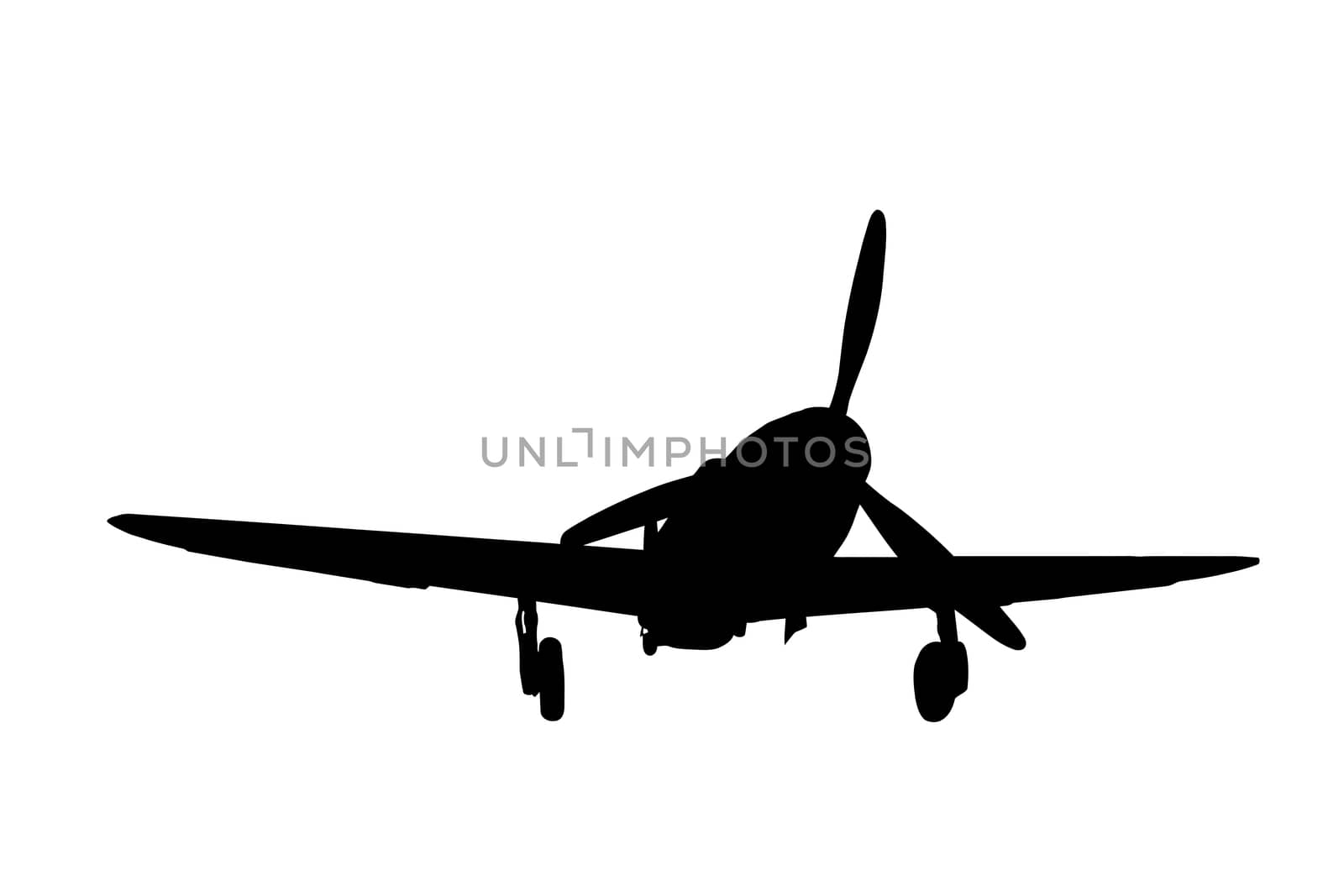 Silhouette of an airplane isolated on white background.