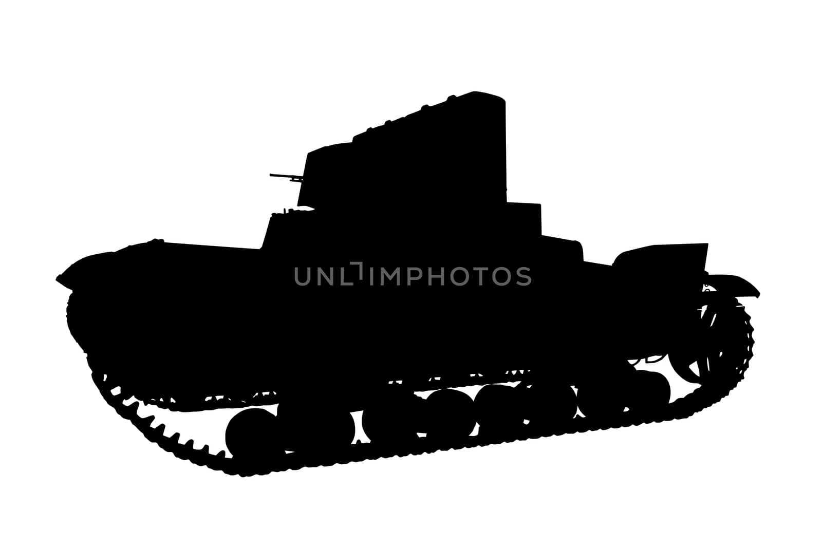 The tank in the foreground, isolated on white background.
