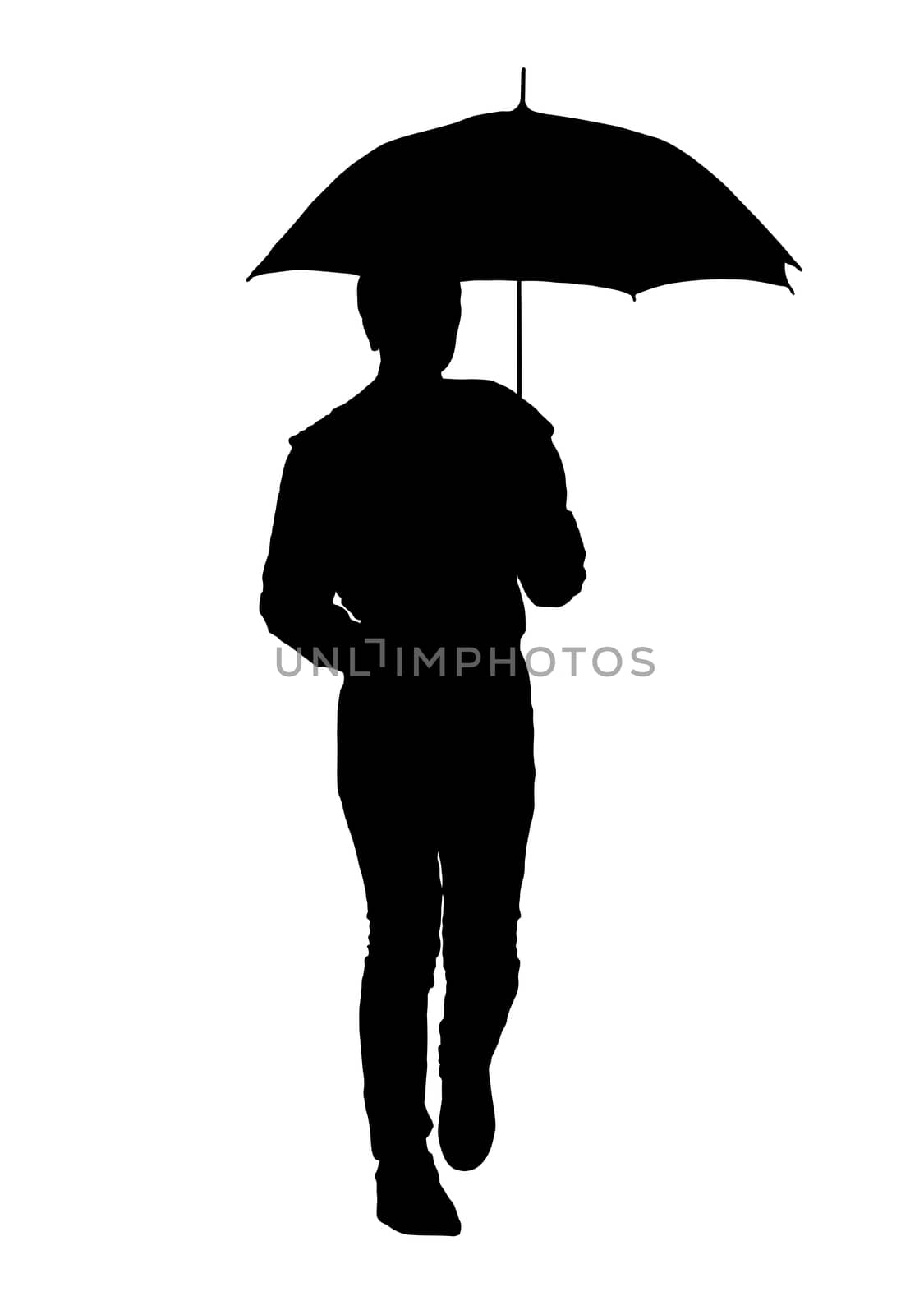 silhouette of a woman with an umbrella by zhannaprokopeva