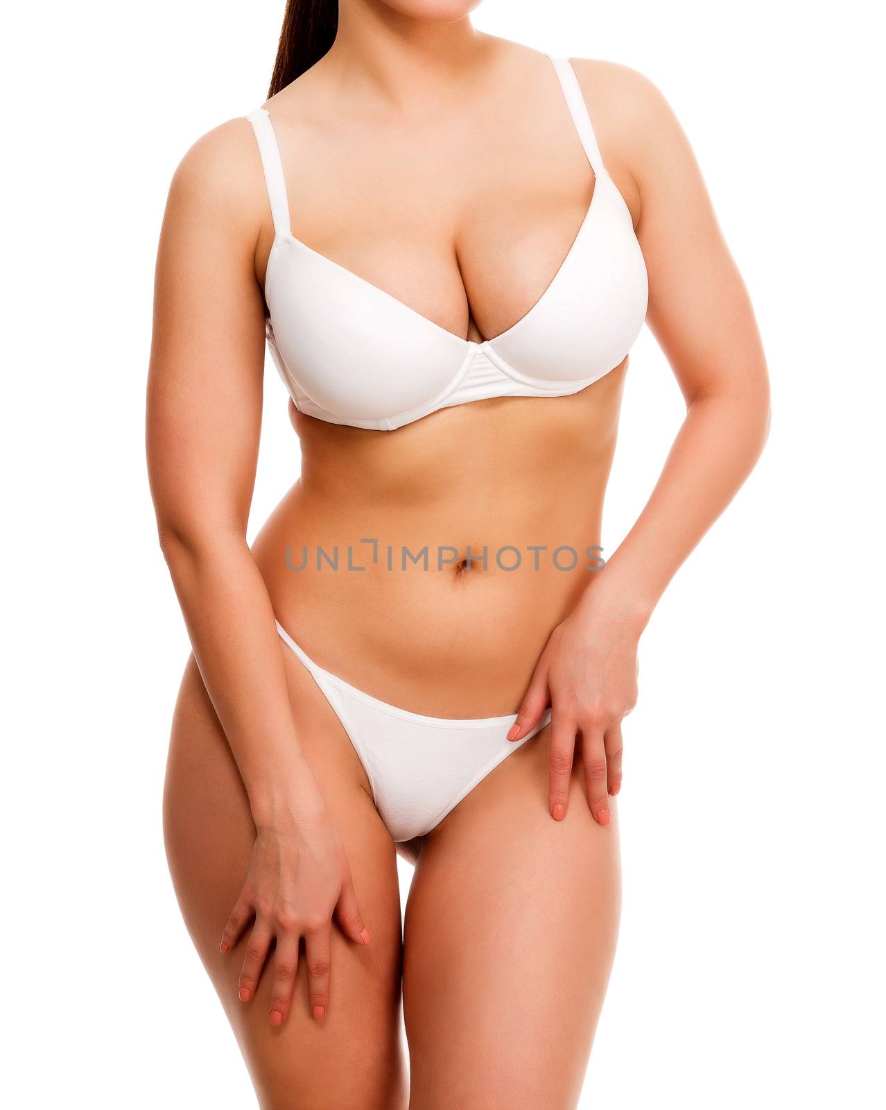 Woman with nice shapes, isolated on white background