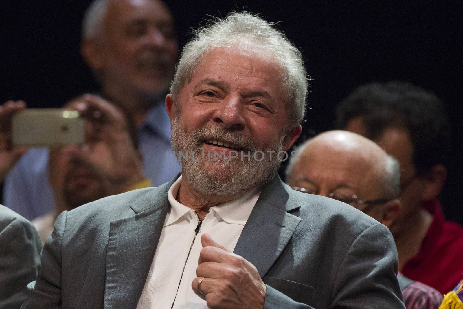 BRAZIL, Rio de Janeiro : Brazilian former President (2003-2011) Luiz Inacio Lula Da Silva delivers a speech during a rally in support of Brazilian President Dilma Rousseff in Rio de Janeiro, Brazil on April 11, 2016.A congressional committee on Monday recommended impeachment of Rousseff, setting the stage for a crucial vote in the lower house to decide whether she should face trial. 