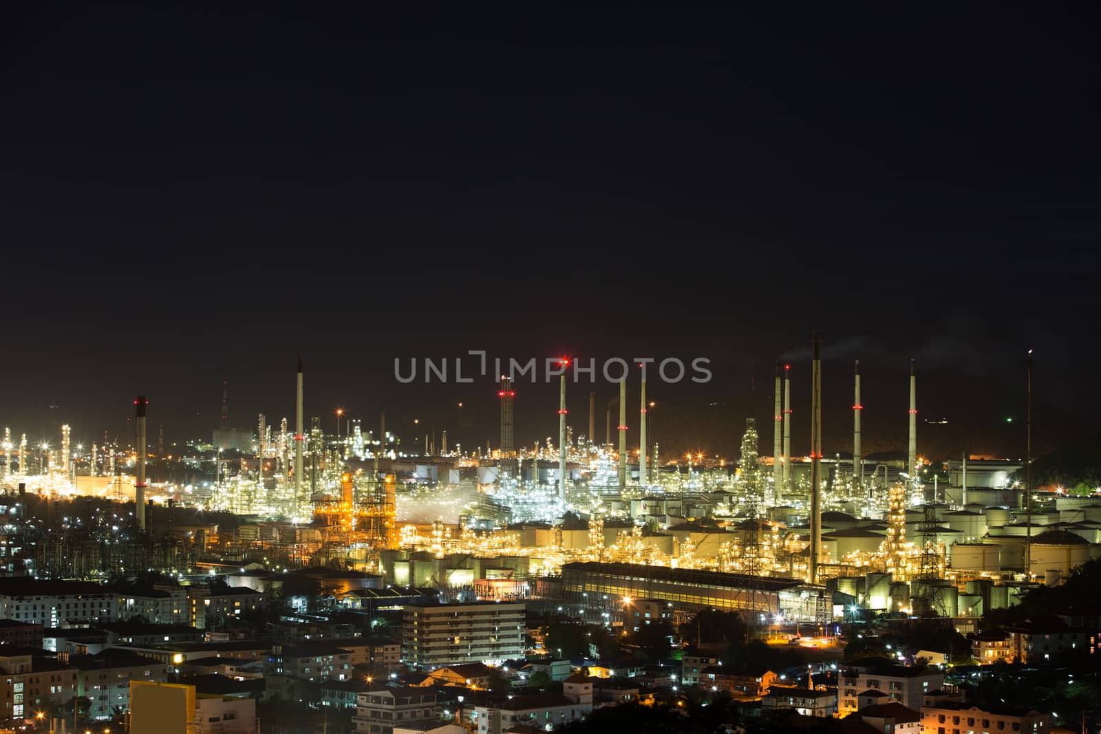 night Oil refinery industry big Beautiful night .