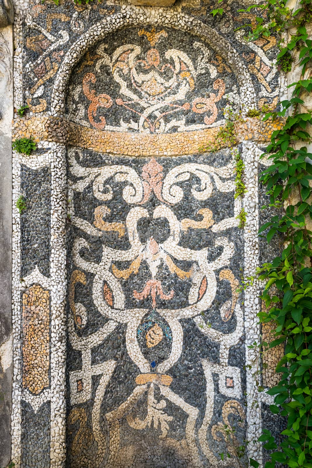 In the picture a wonderful mosaic located inside the gardens of "Isolabella" Island, Lake Maggiore, Stresa, Italy.