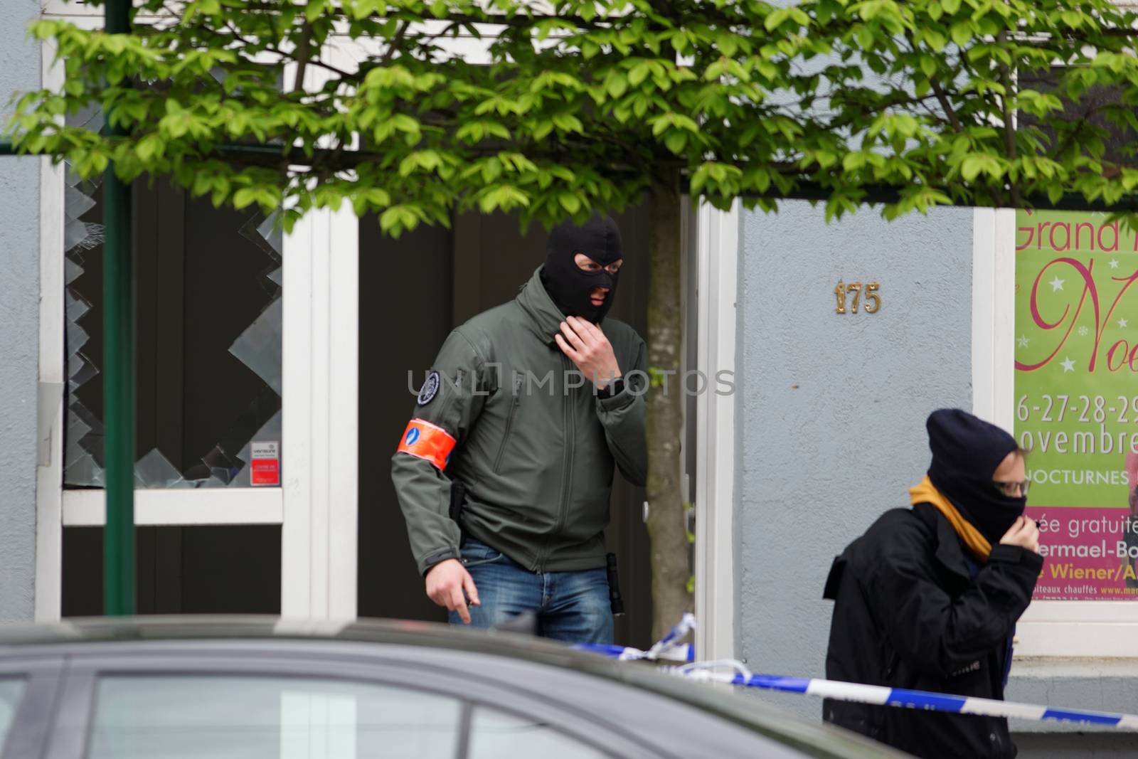 BELGIUM, Brussels: Belgian police search a house located in Uccle, a Brussels' municipality, on April 12, 2016. Three people have been arrested during this new raid linked to the investigation into the November Paris attacks, federal prosecutors said.