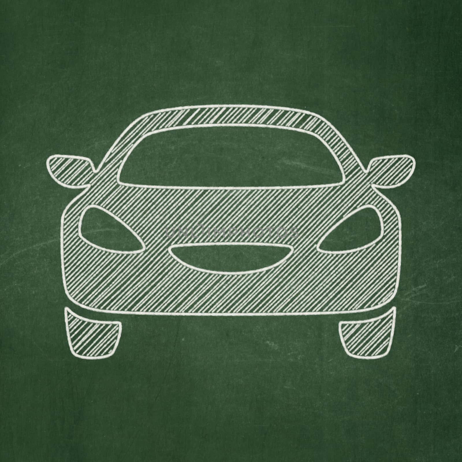 Travel concept: Car on chalkboard background by maxkabakov