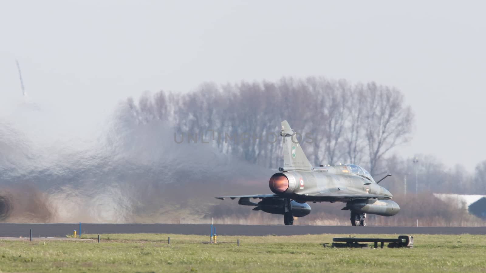 LEEUWARDEN, NETHERLANDS - APRIL 11, 2016: French Air Force Dassault Mirage 2000N during the exercise Frisian Flag. The exercise is considered one of the most important NATO training events this year.