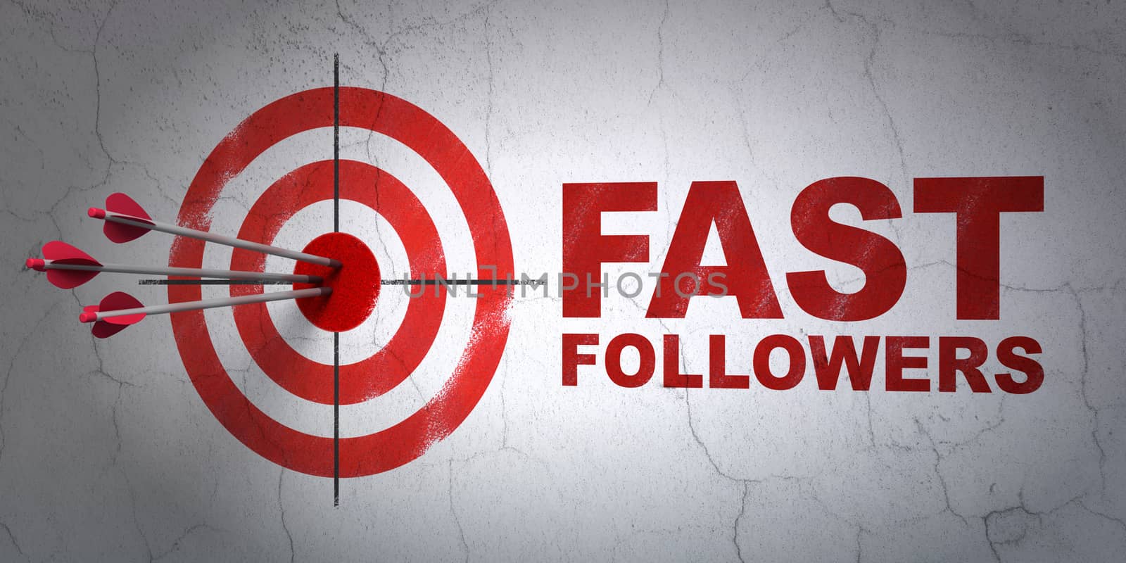 Business concept: target and Fast Followers on wall background by maxkabakov