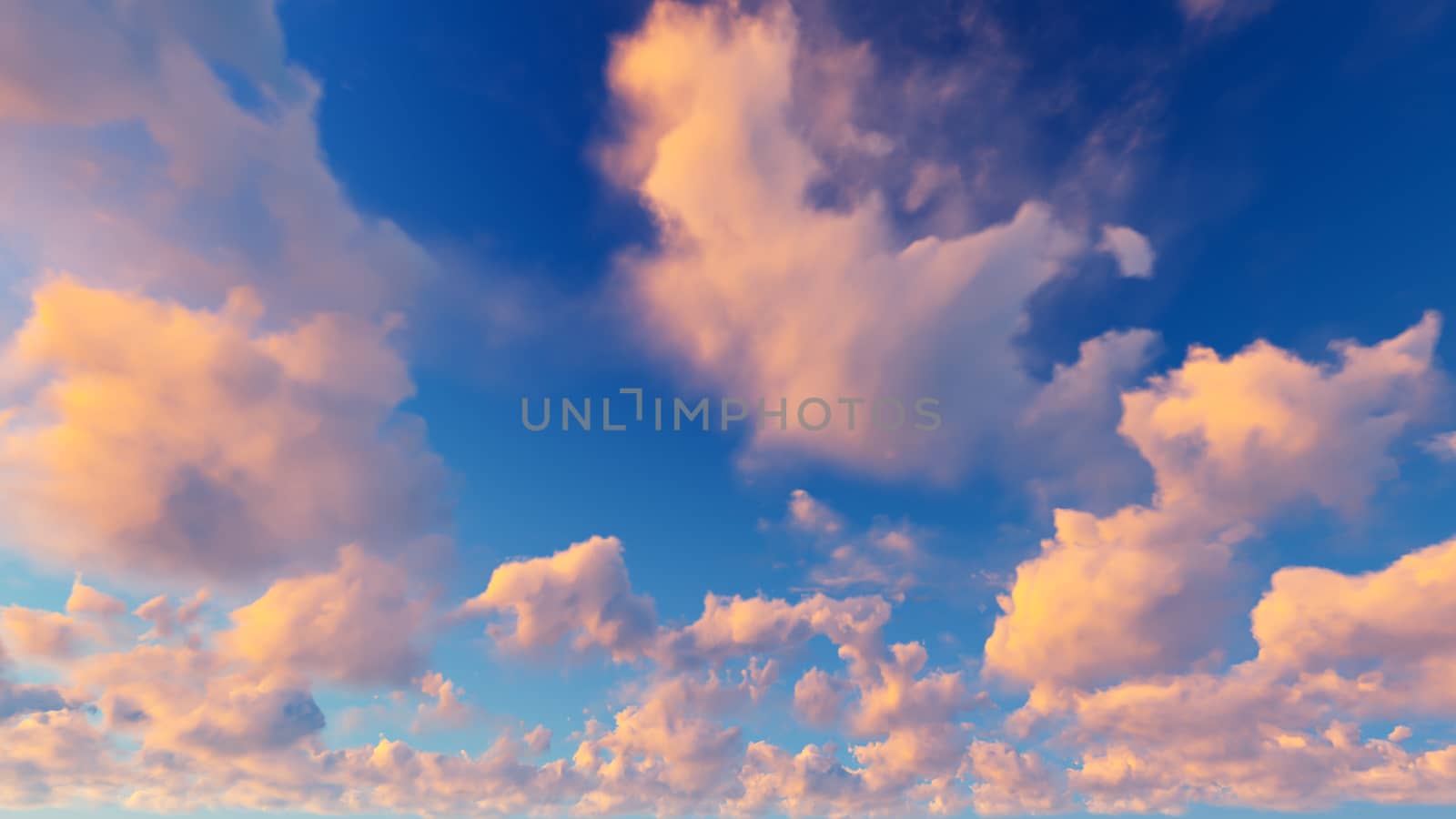 Cloudy blue sky abstract background, blue sky background with tiny clouds, 3d illustration