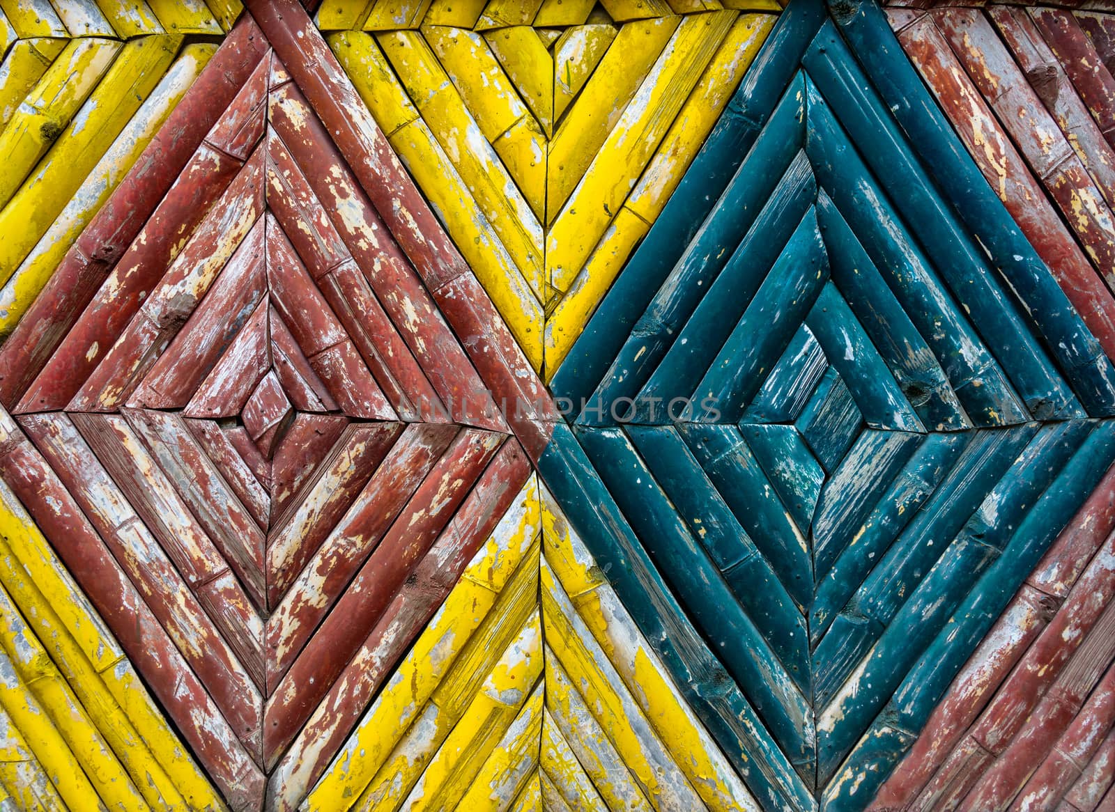 A colorful bamboo fence texture