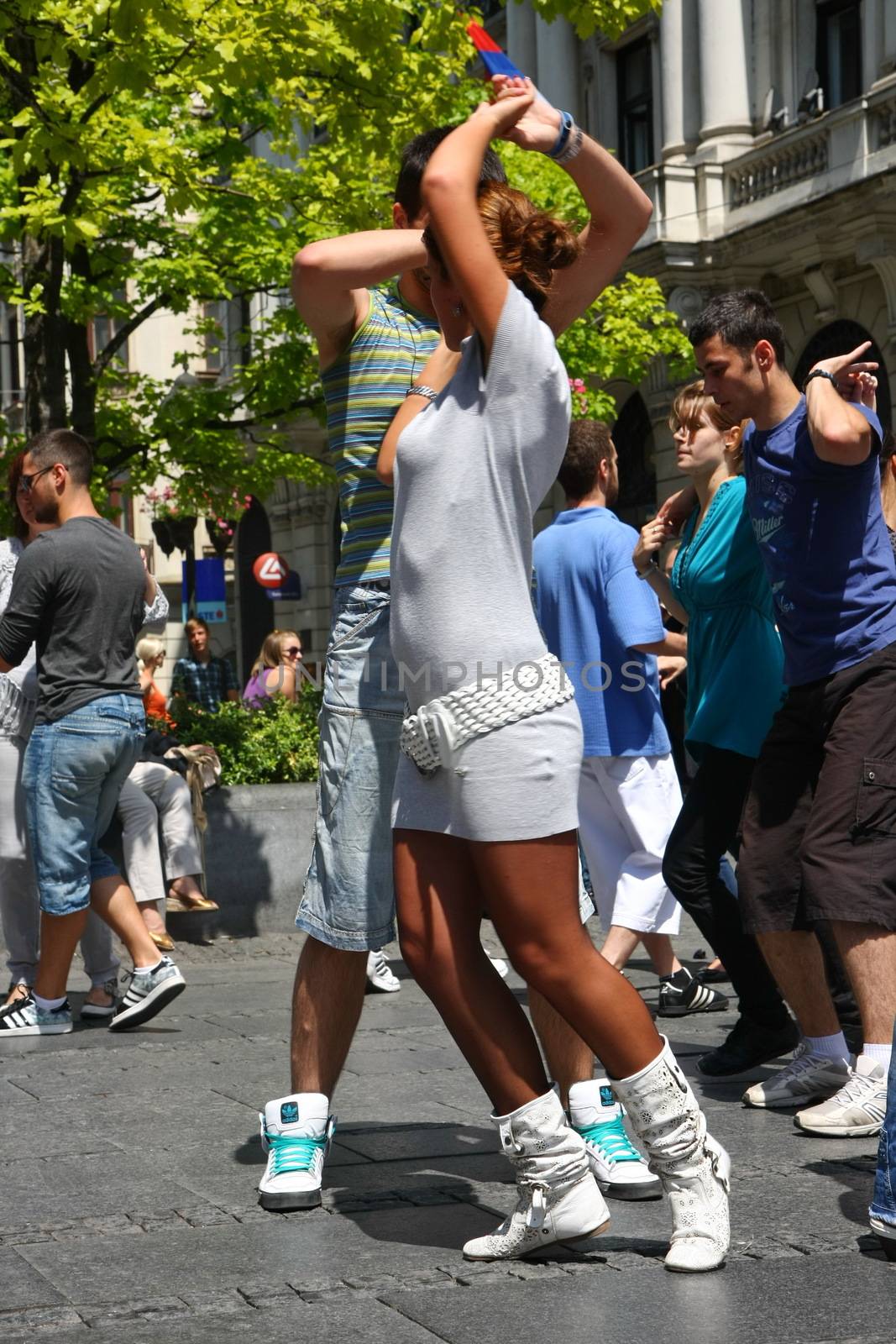 Public lesson of dance within manifestation Belgradization of Belgrade held on June 26, 2011 in Belgrade,Serbia