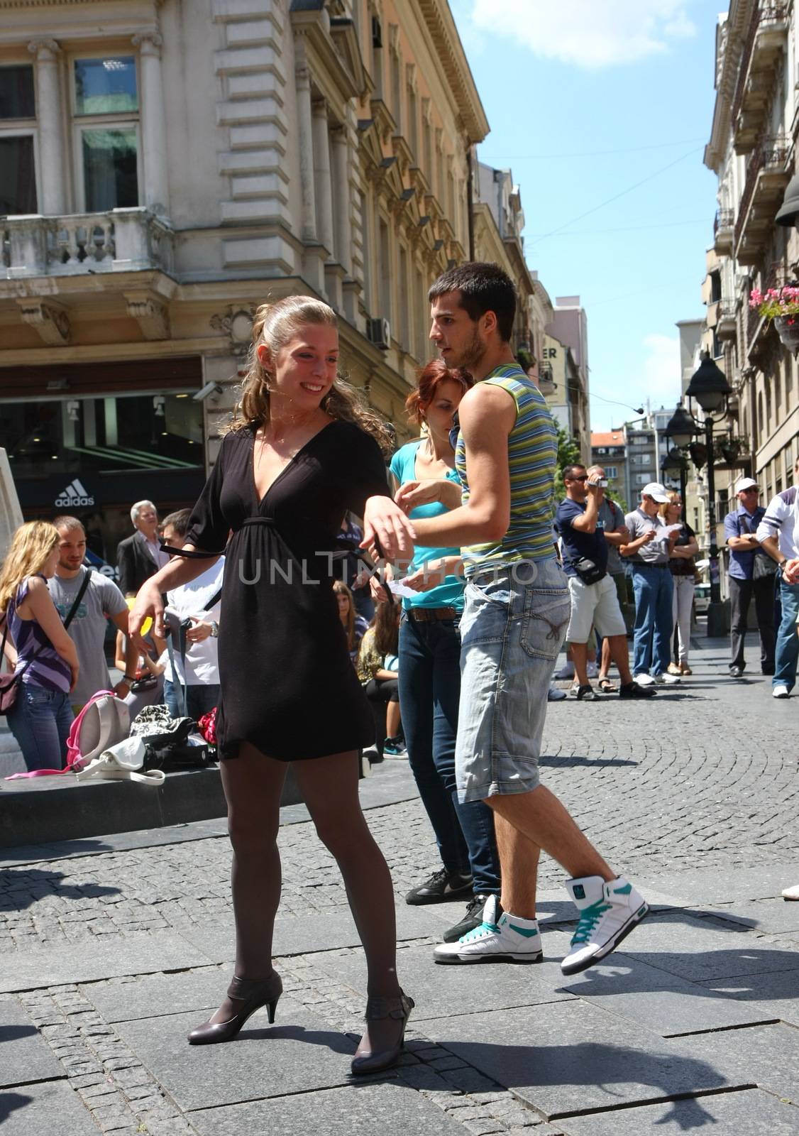 Public lesson of dance within manifestation Belgradization of Belgrade held on June 26, 2011 in Belgrade,Serbia