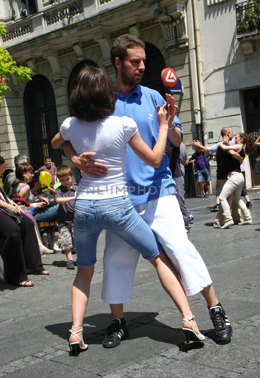 Public lesson of dance within manifestation Belgradization of Belgrade held on June 26, 2011 in Belgrade,Serbia