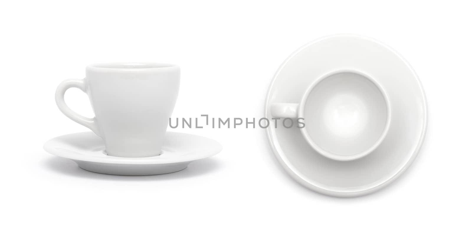 Small white coffee cup isolated on white by DNKSTUDIO
