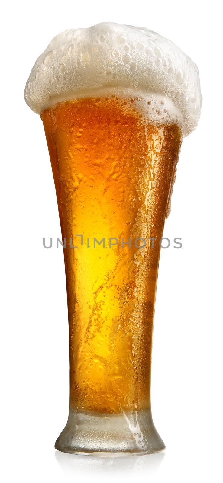 Tumbler with beer isolated on a white background