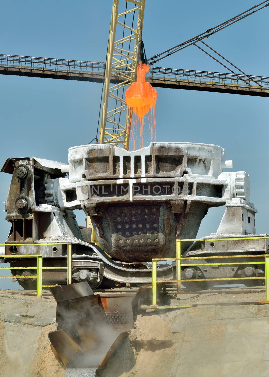 Hot metal ladle car transportation in steel plant