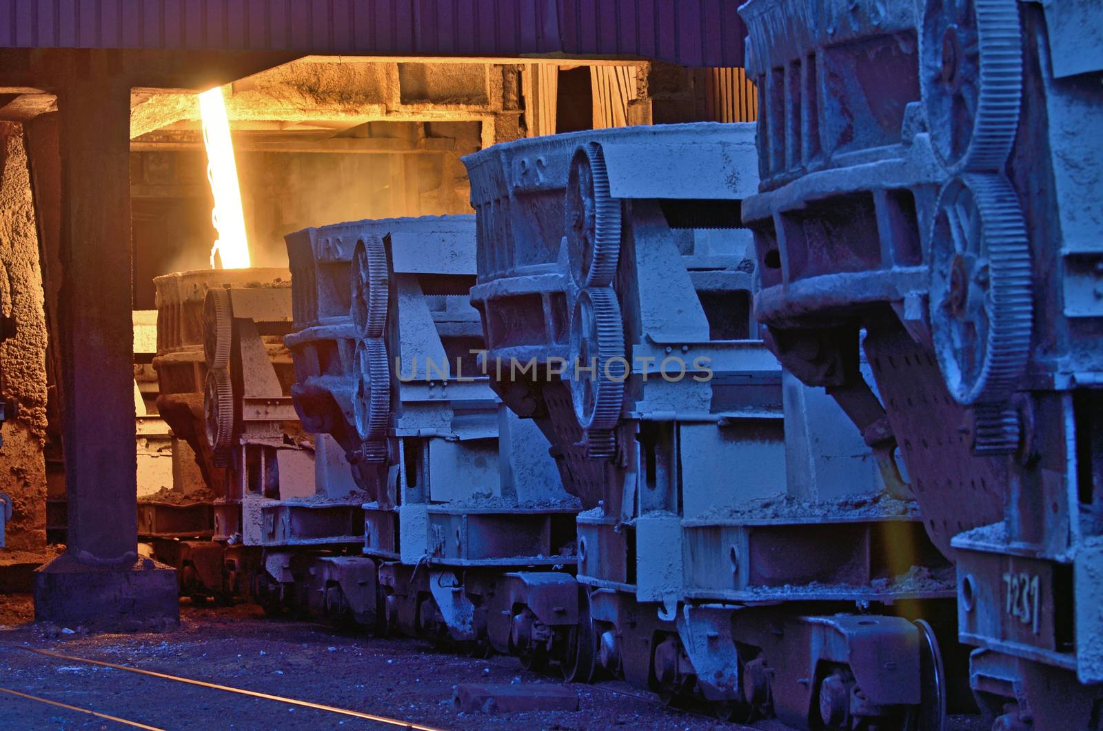 Hot metal ladle car transportation in steel plant