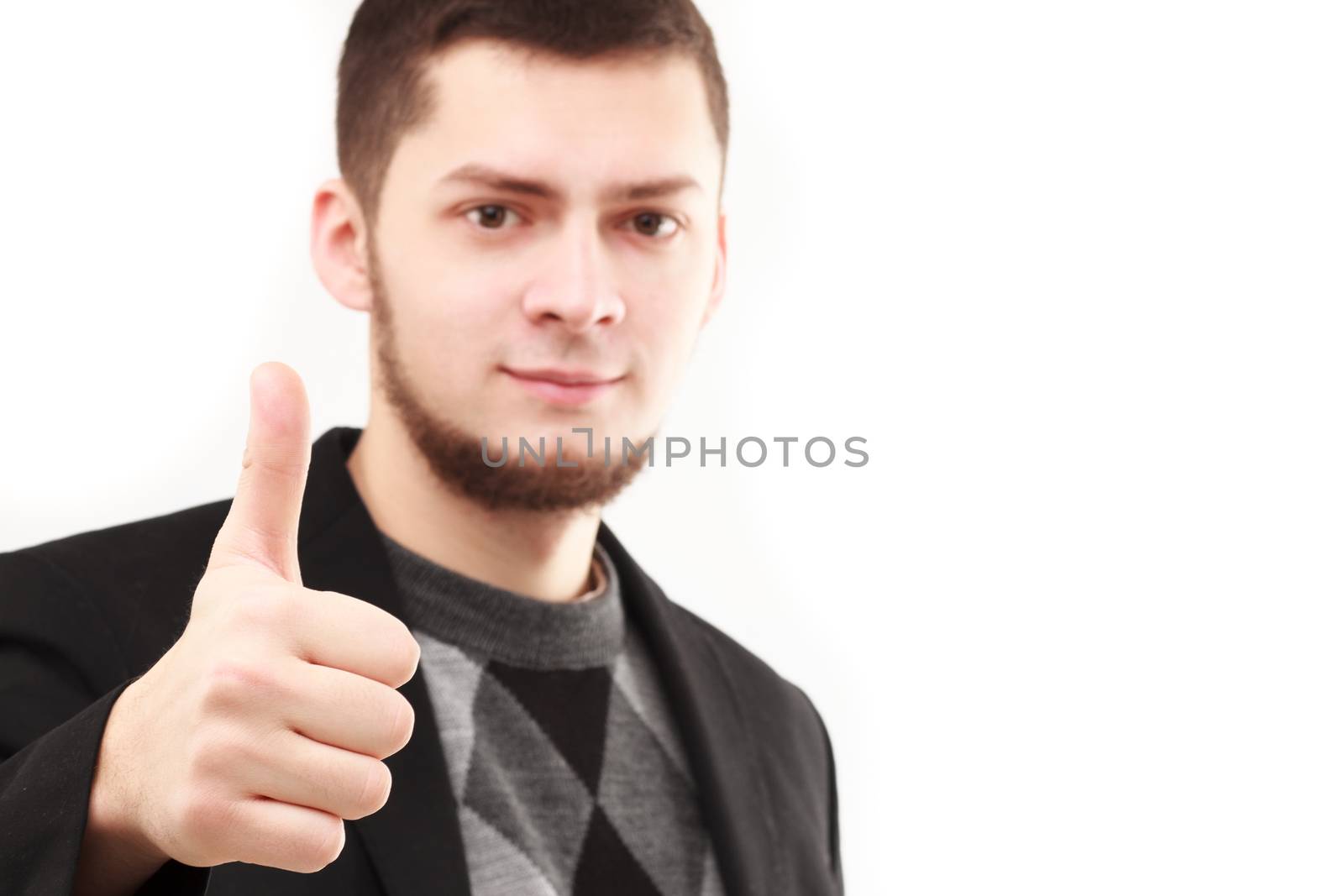Young businessman with thumb up by DmitryOsipov