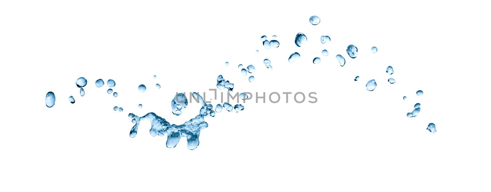 Abstract blue water drops on white background
