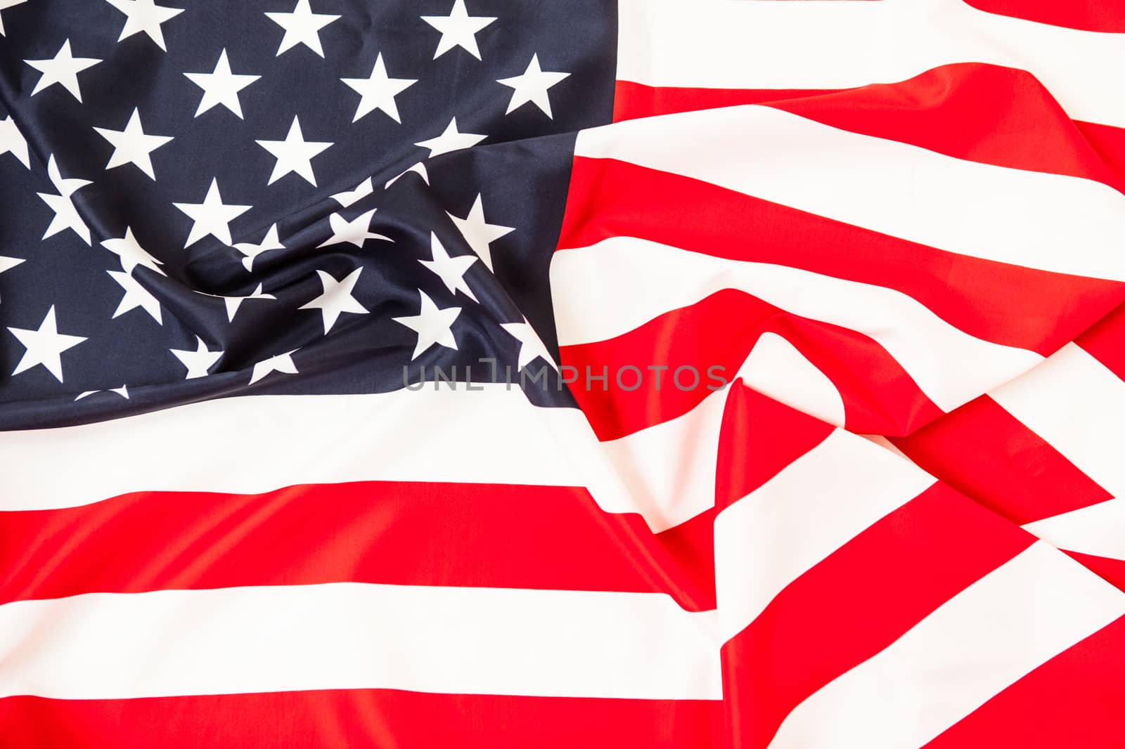 USA flag. Pure linen fabric flag carefully folded