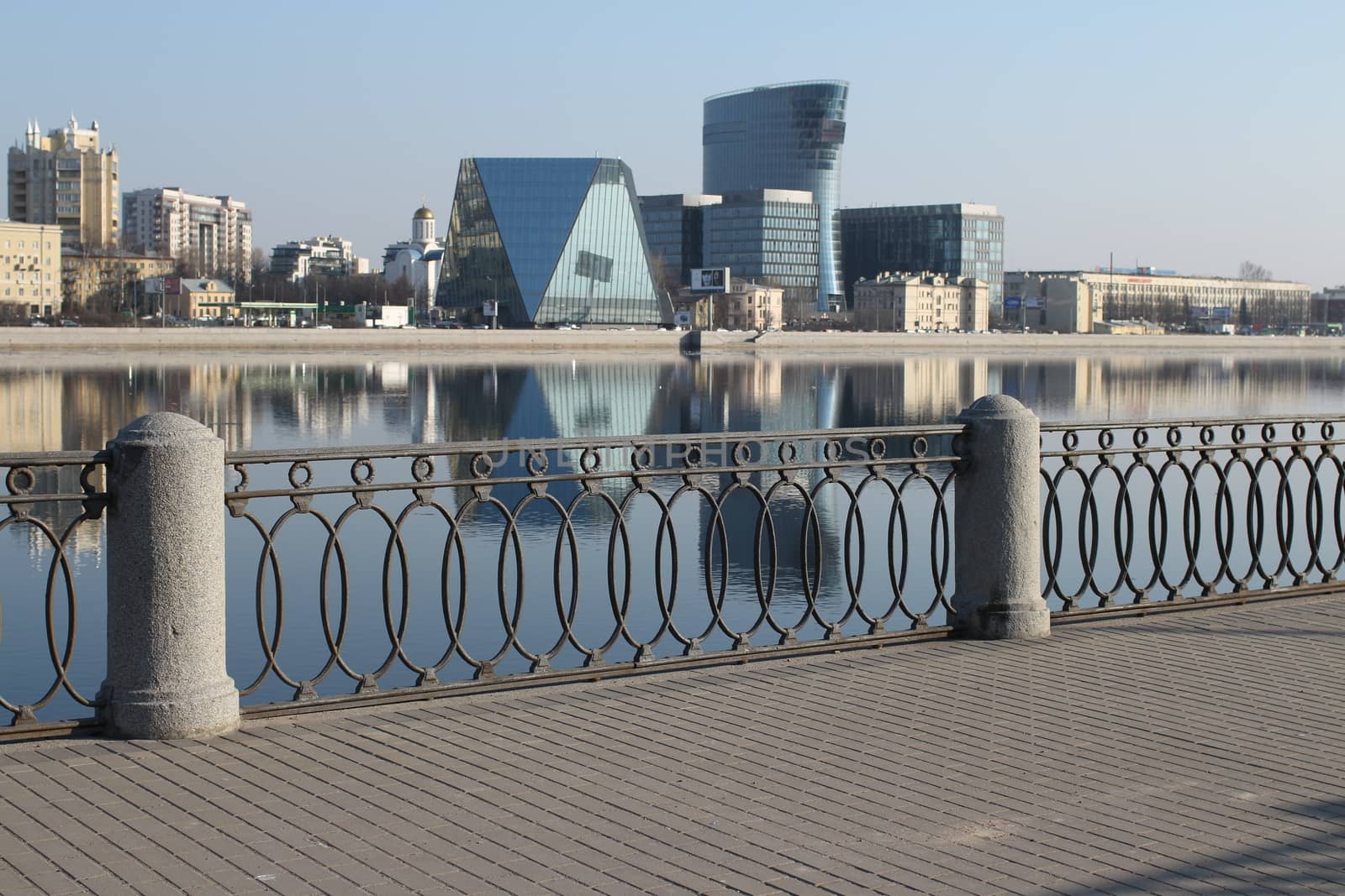 Modern Architecture of St. Petersburg reflected in water