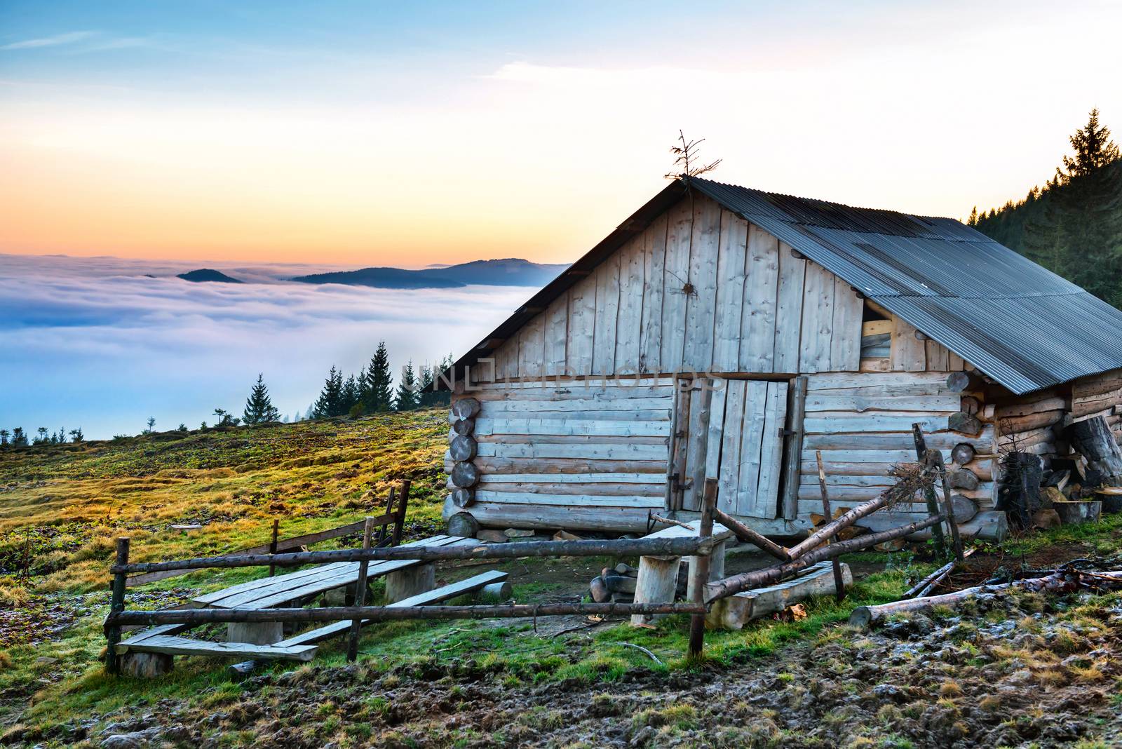 Old house in front of beautiful nature by vapi