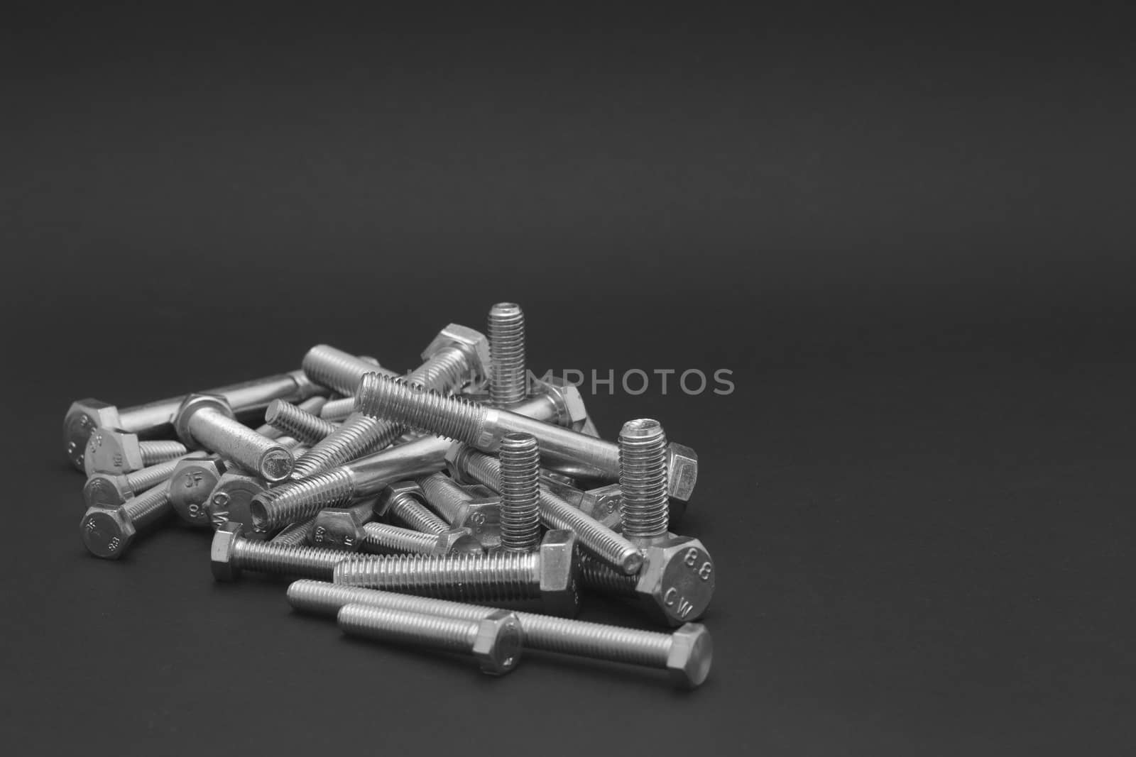 A group of stainless bolts