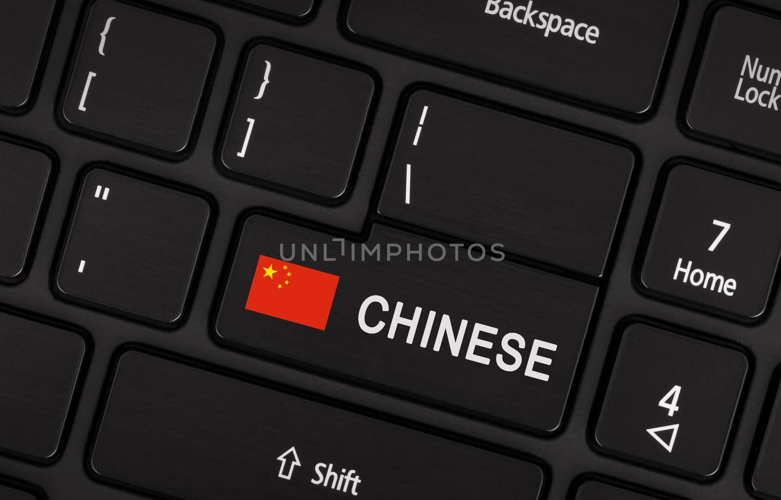 Enter button with flag China - Concept of language (learning or translate)