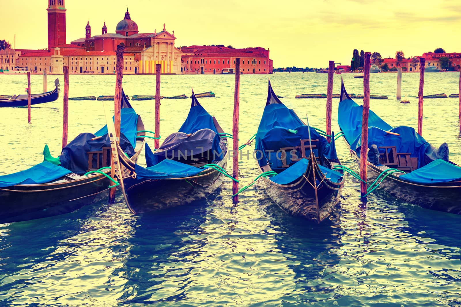 Gondolas at sunset by vapi