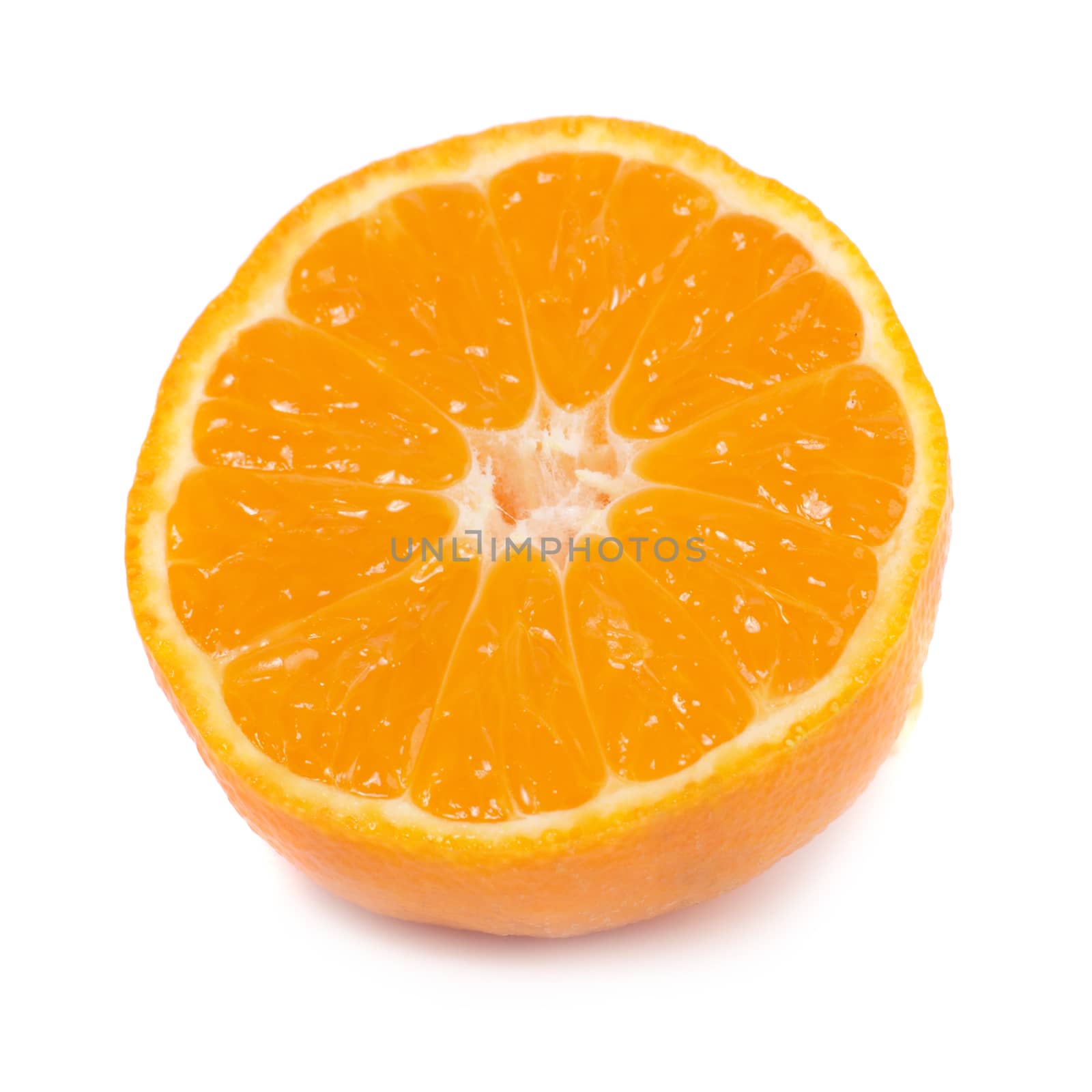 Half of orange mandarin isolated on white background