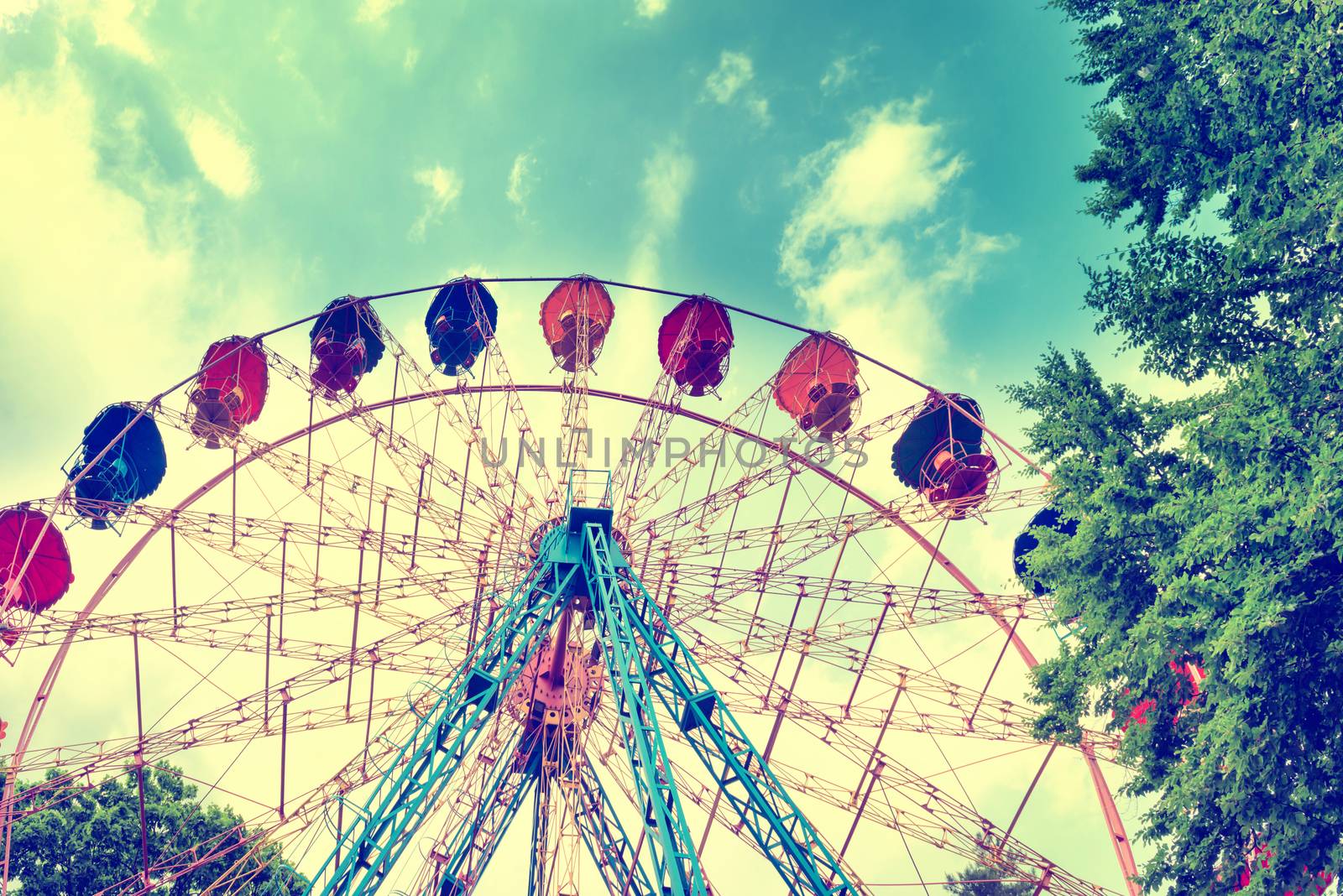 Ferris wheel in the green park by vapi
