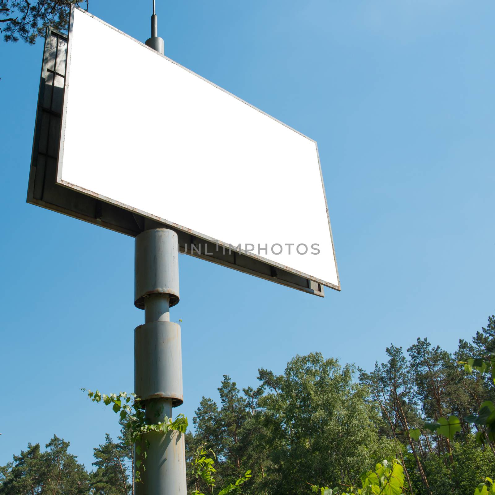 Blank billboard with empty space for advertising isolated on white. Square composition