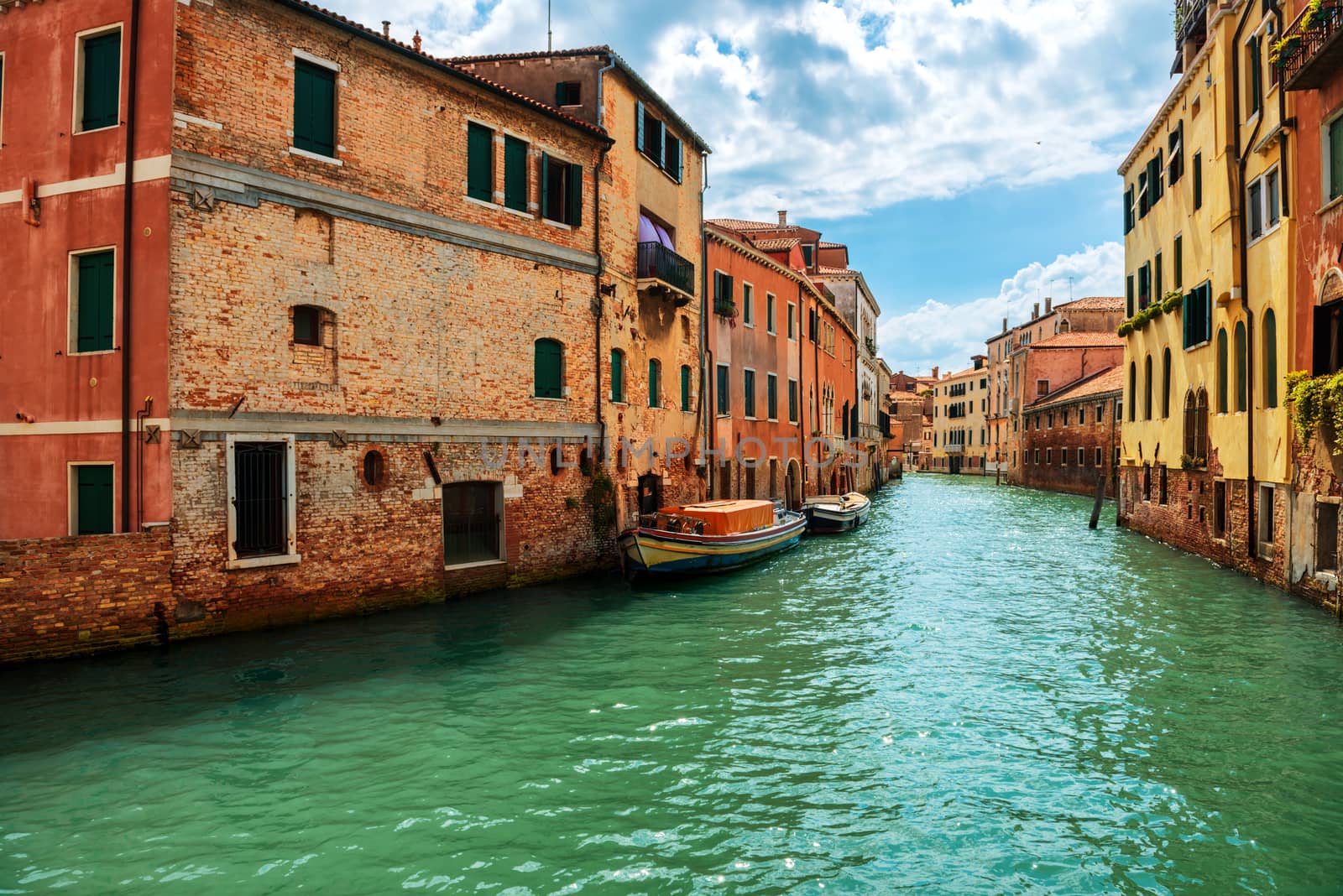 Grand Canal and Basilica Santa Maria della Salute in sunny day. Venice, Italy. Sunny day