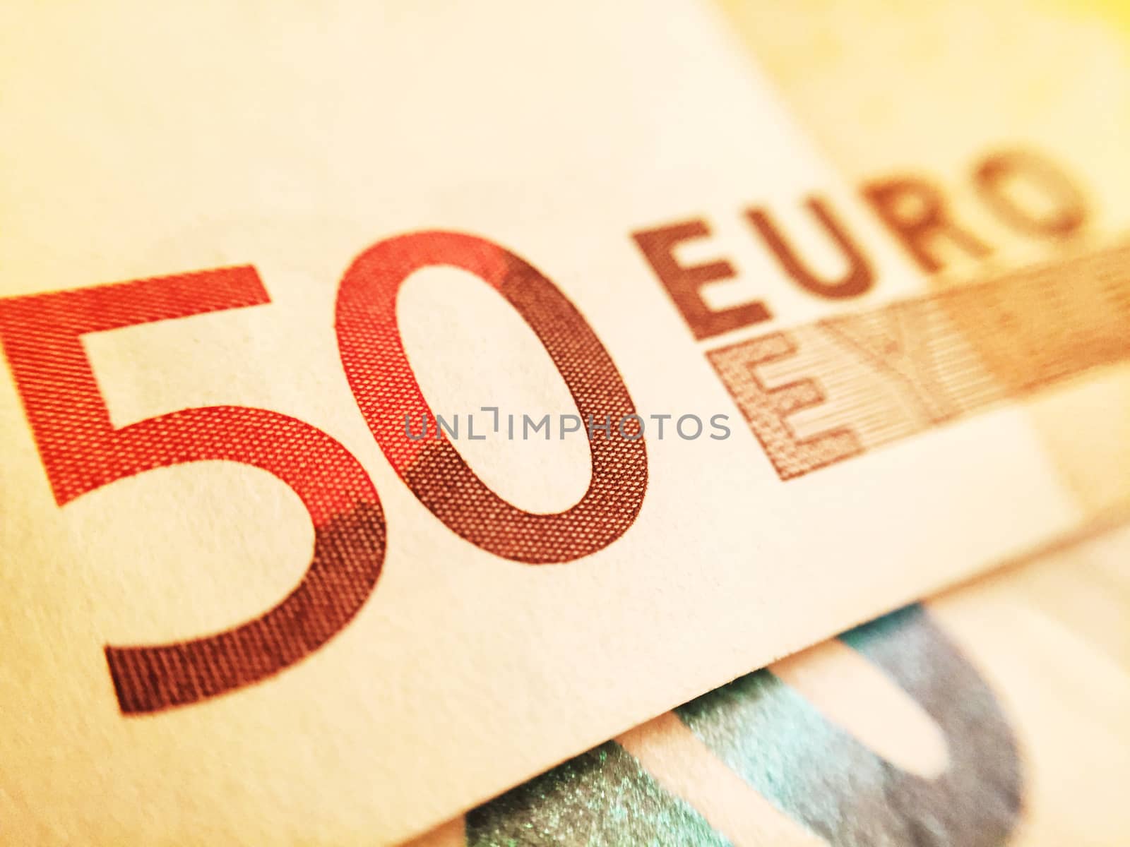 Close up of a 50 euro banknote