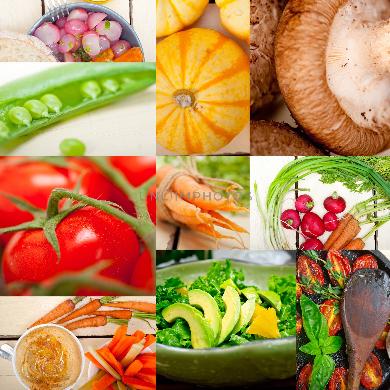 fresh hearthy healthy vegetables selection food collage composition 