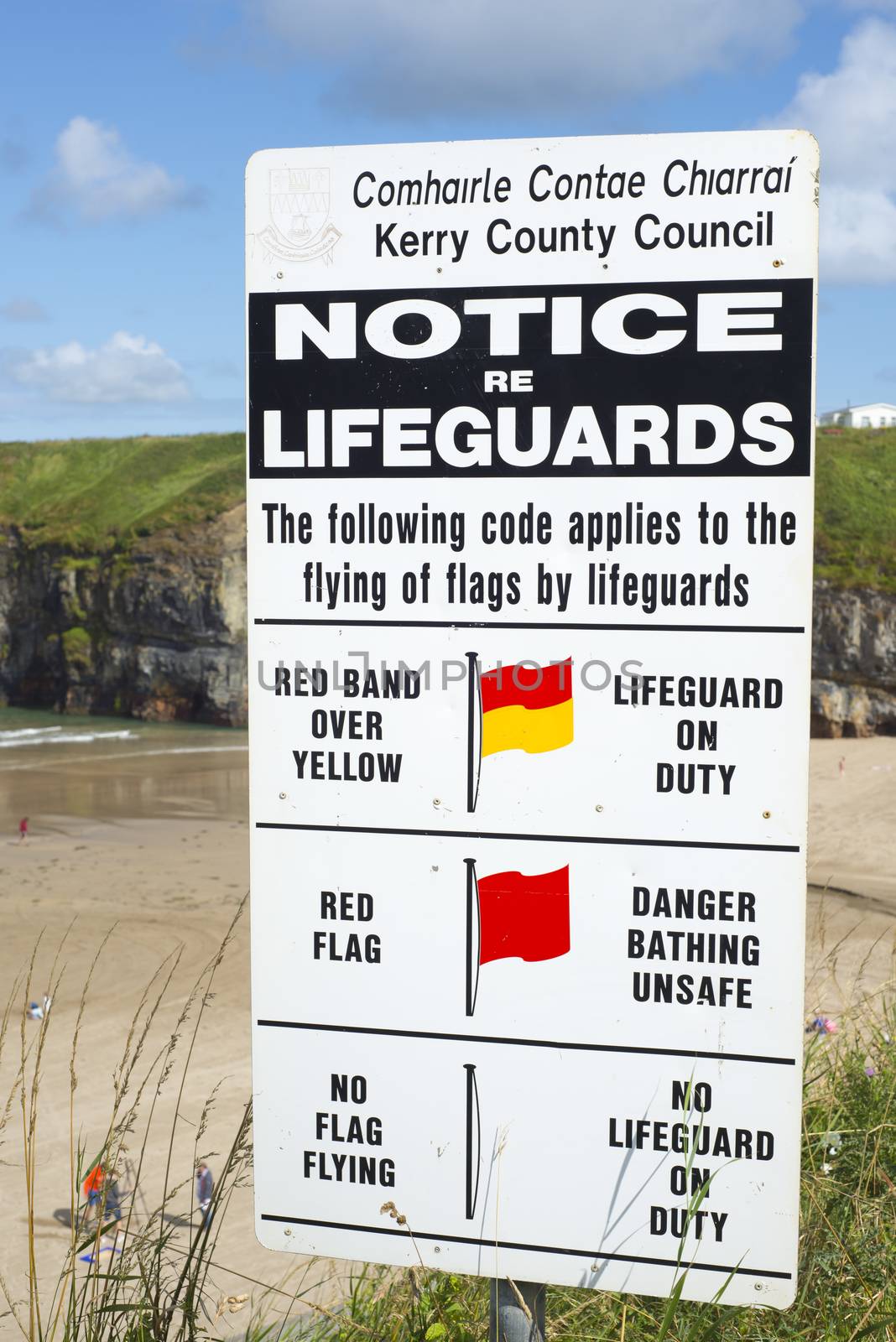 lifeguards notice at ballybunion cliffs by morrbyte