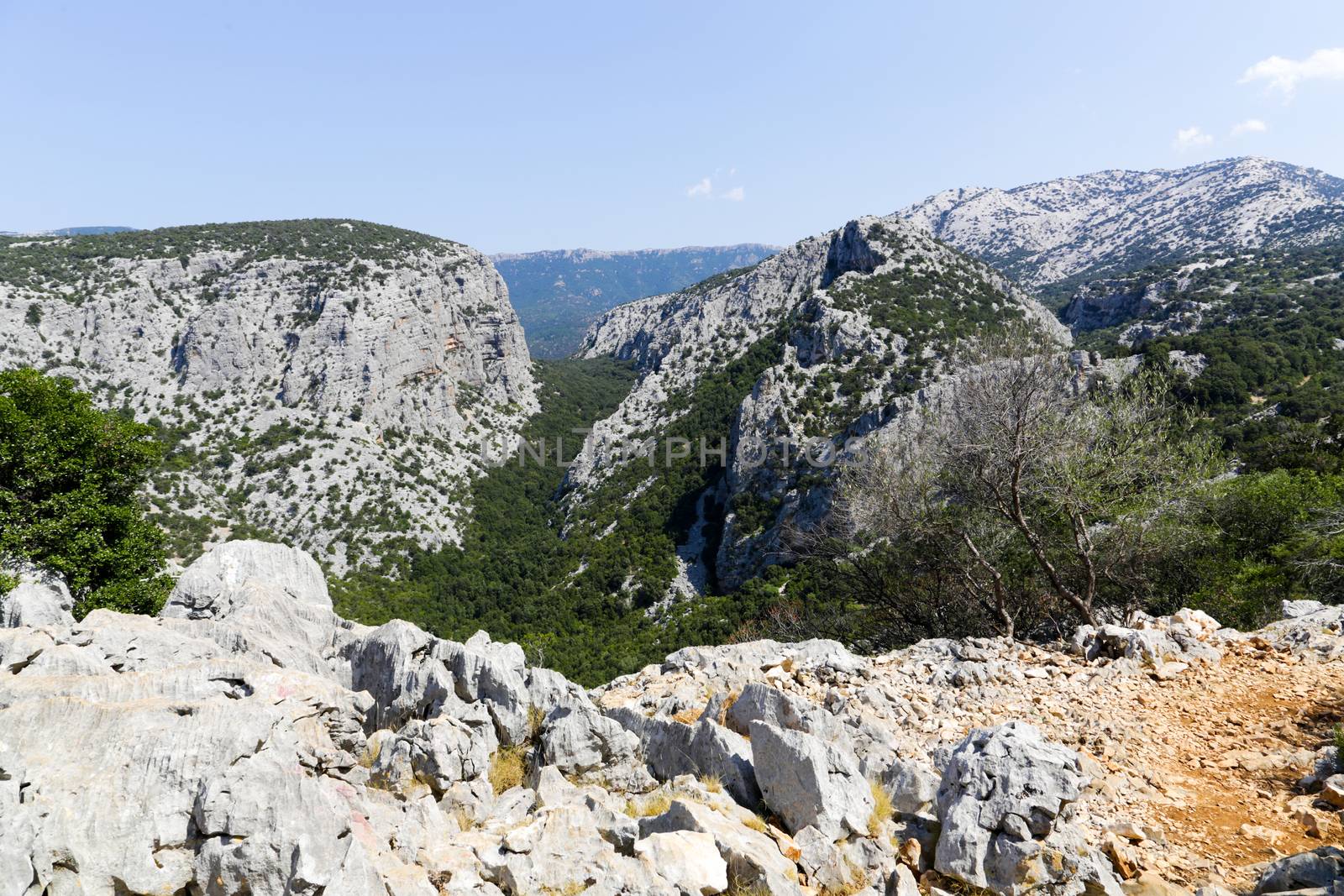 Archaeological site of Tiscali nuragic village in Dorgali, Sardinia, Italy