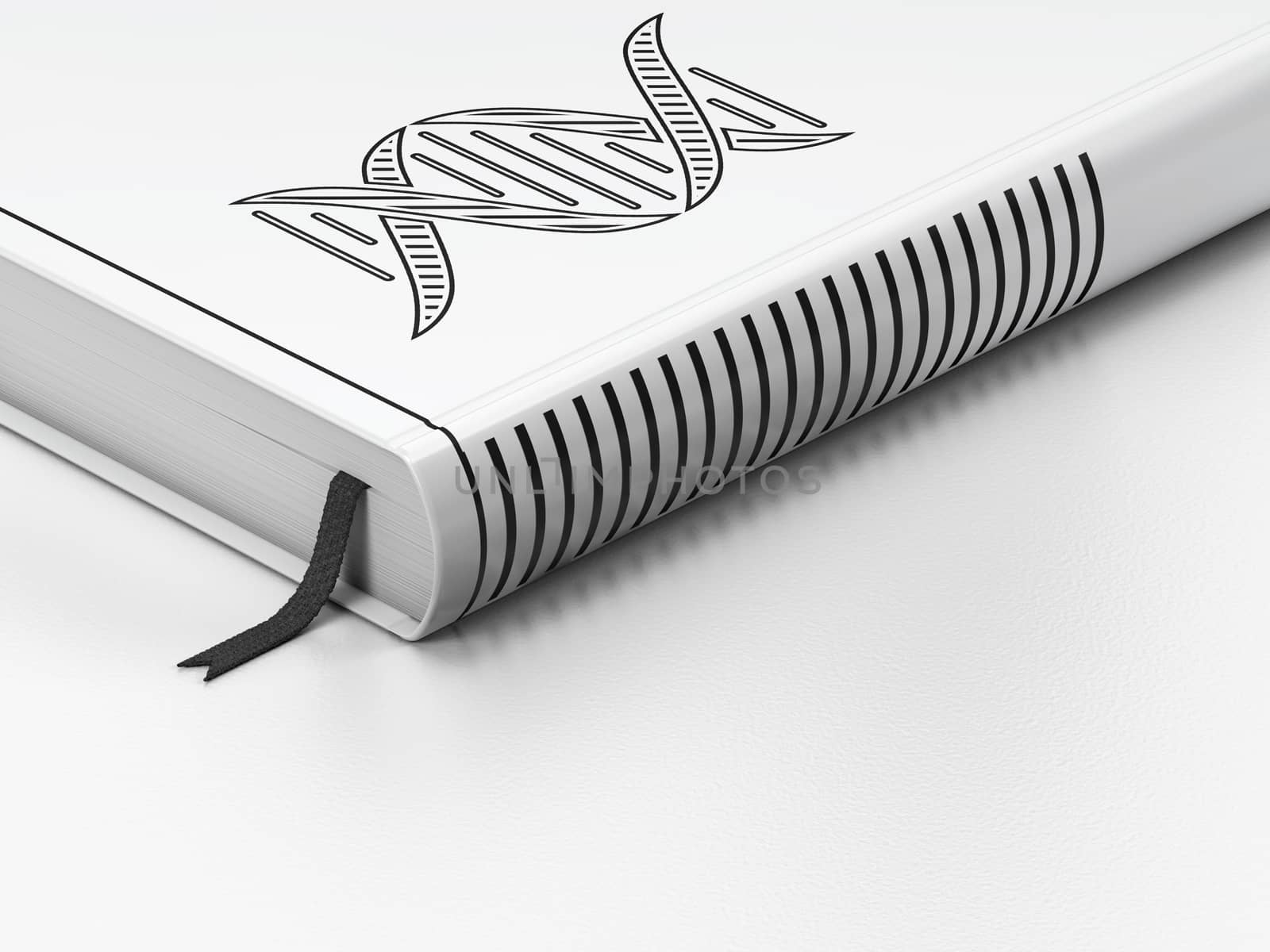 Science concept: closed book, DNA on white background by maxkabakov