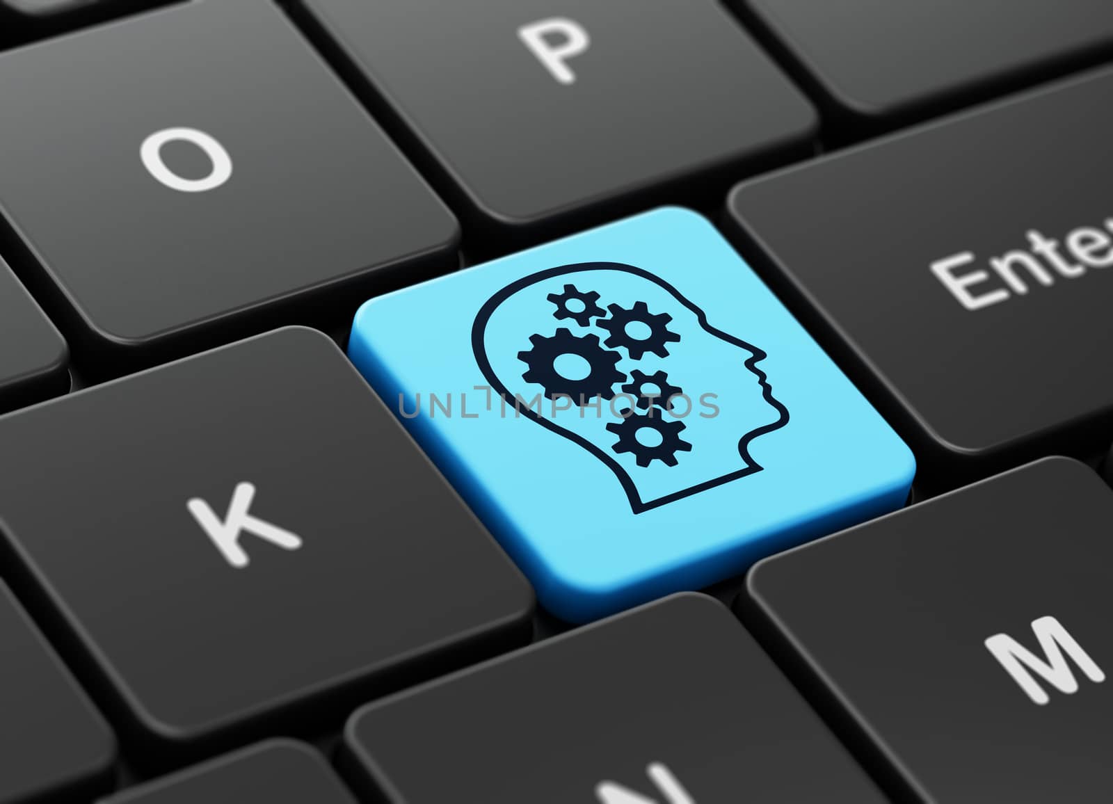 Business concept: Head With Gears on computer keyboard background by maxkabakov