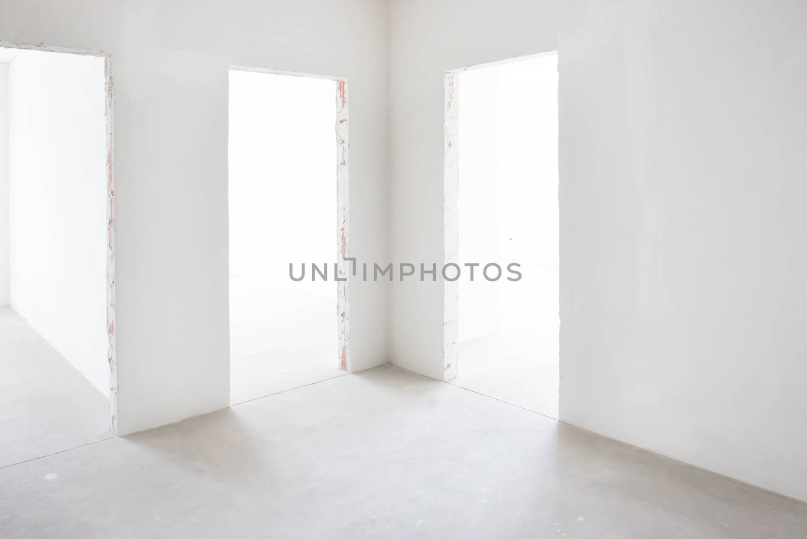 White room with entrance. Empty interior space