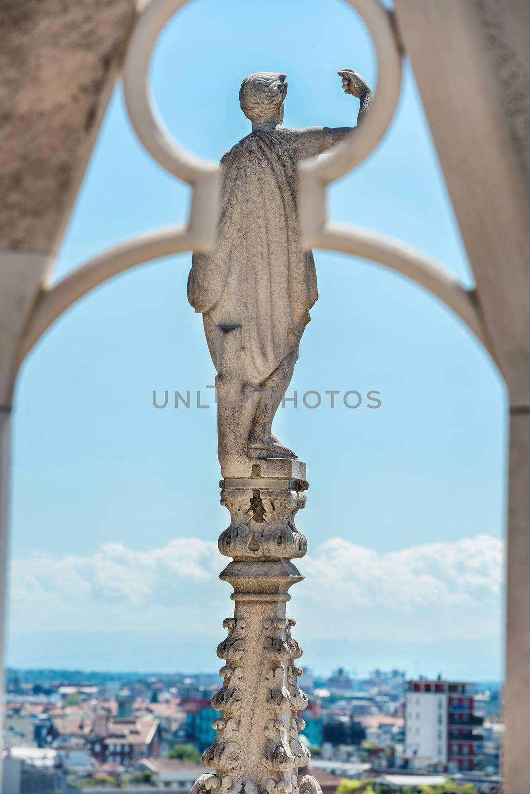 Statues on the roof of famous Milan Cathedral Duomo by vapi