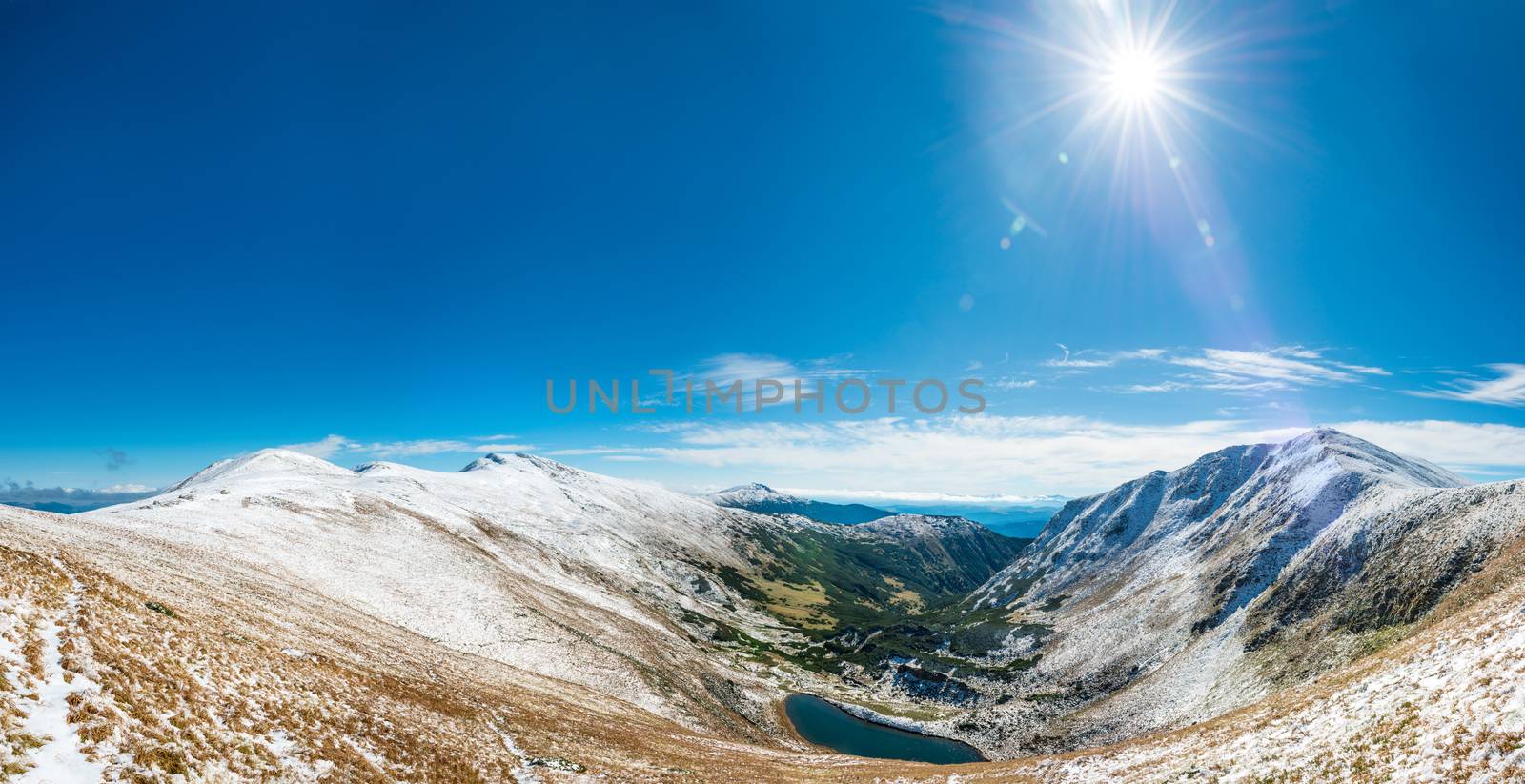 Panorama on beautiful mountain and lake by vapi