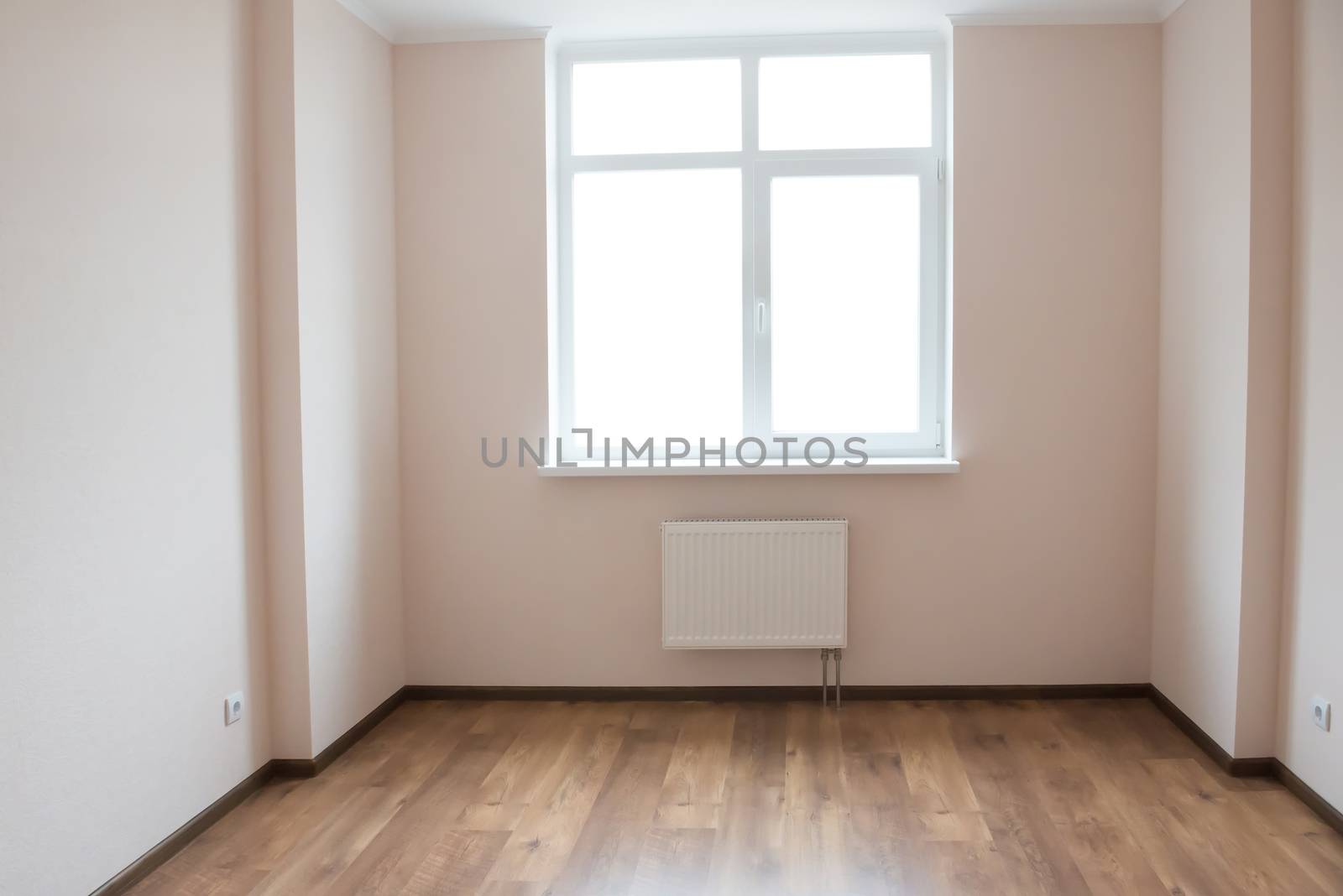 Empty room with window and wooden floor by vapi
