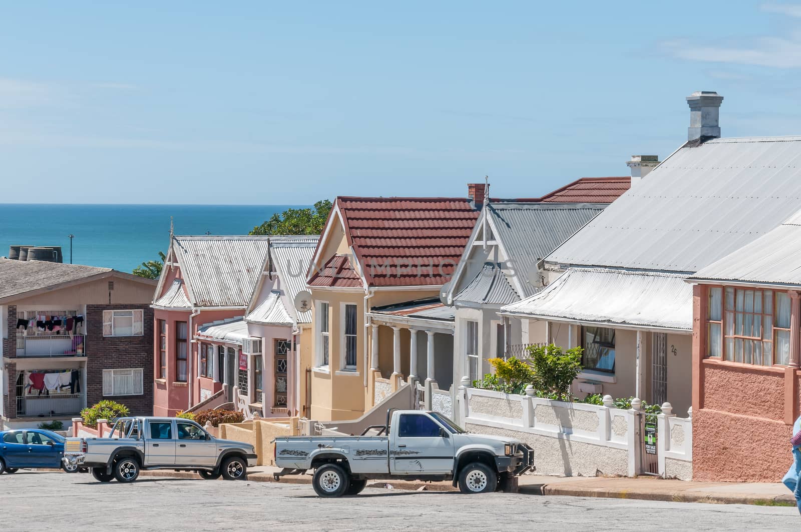 PORT ELIZABETH, SOUTH AFRICA - FEBRUARY 27, 2016: Historic old houses in North End dating from early 19th century