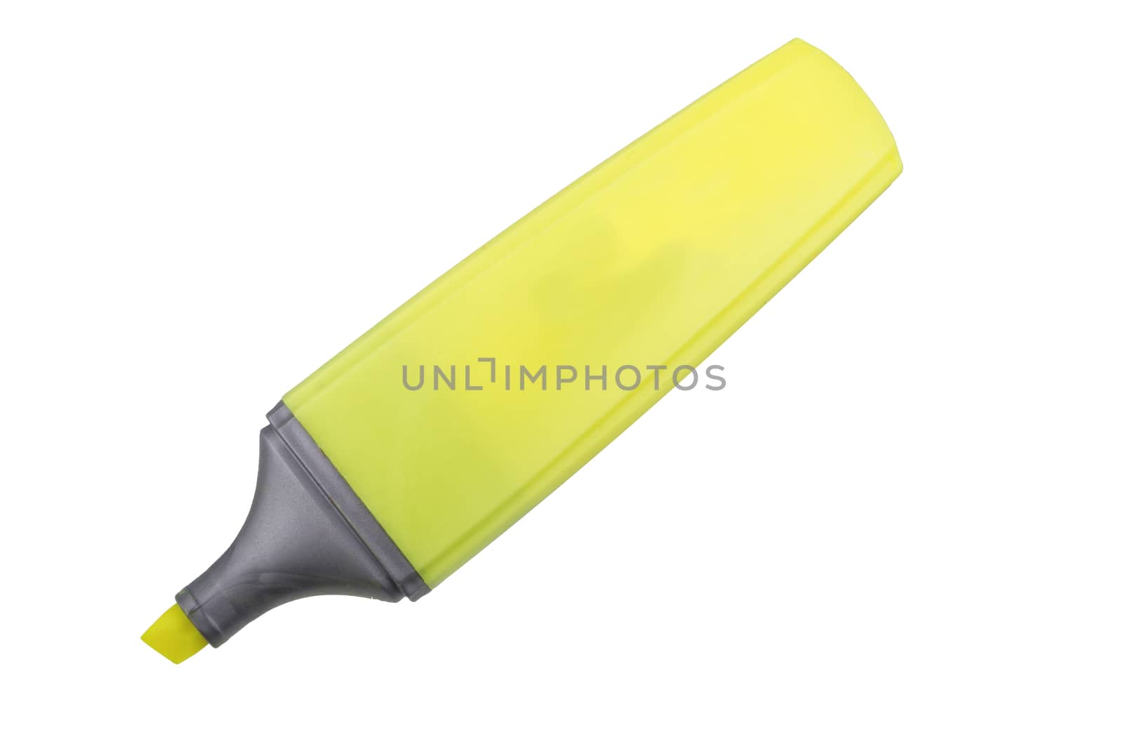 Yellow highlighter pen isolated on a white background
